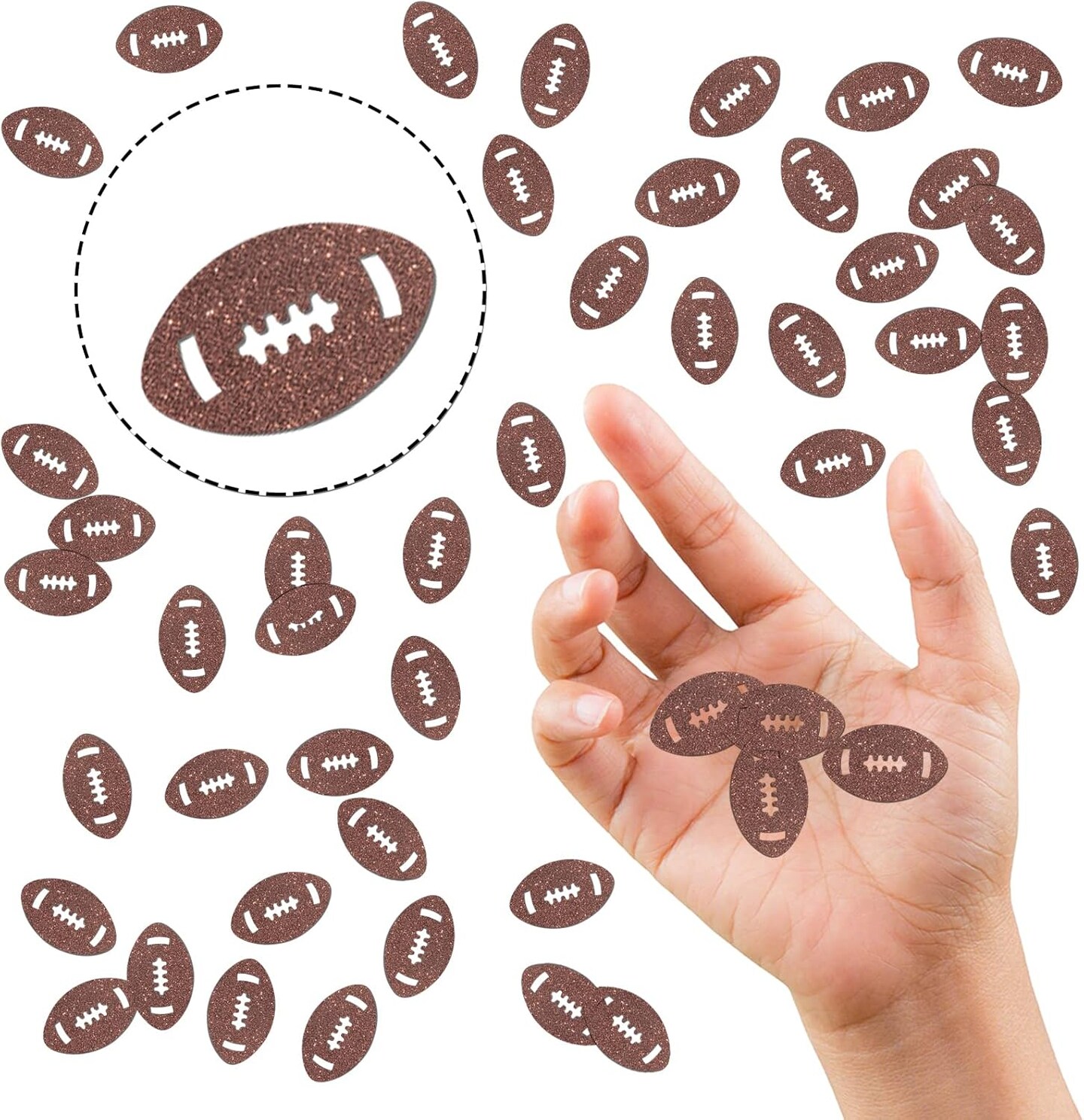 Football Confetti Brown Glitter (Rainbow)