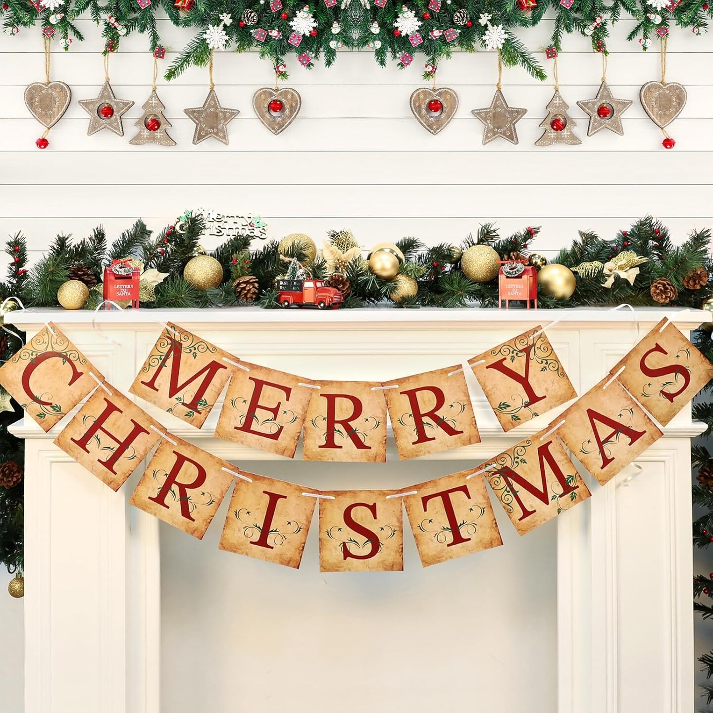 Merry Christmas Banner Vintage Christmas(red)