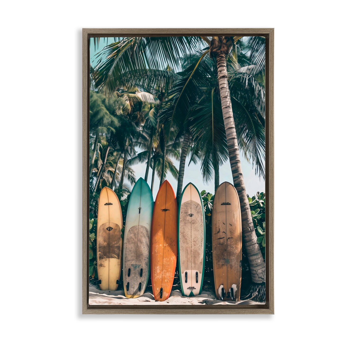 Stupell Industries Vintage Surfboard Lineup Black Framed Floater Canvas Wall Art, design by LSR Design Studio