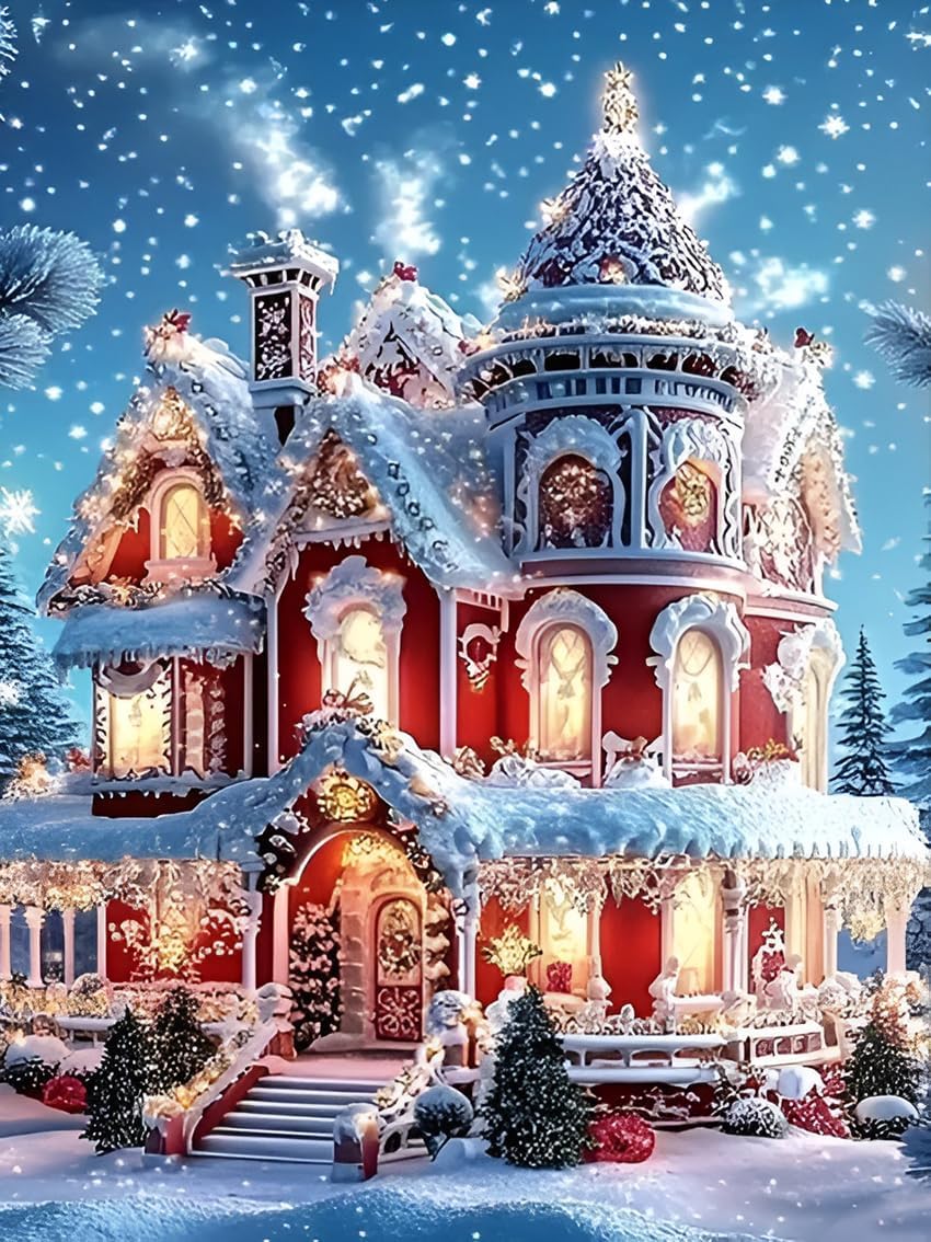Christmas House Diamond Painting Kit - 12x16 Inch
