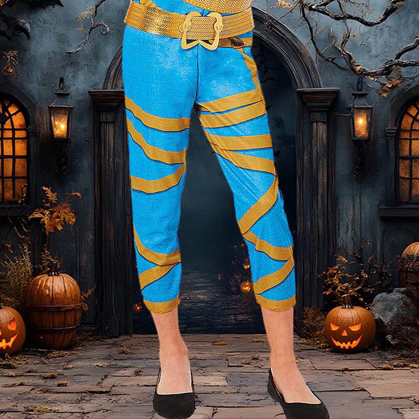 Kids Monster High Blue Gold Cleo De Nile Costume Jumpsuit Belt Headpiece Youth