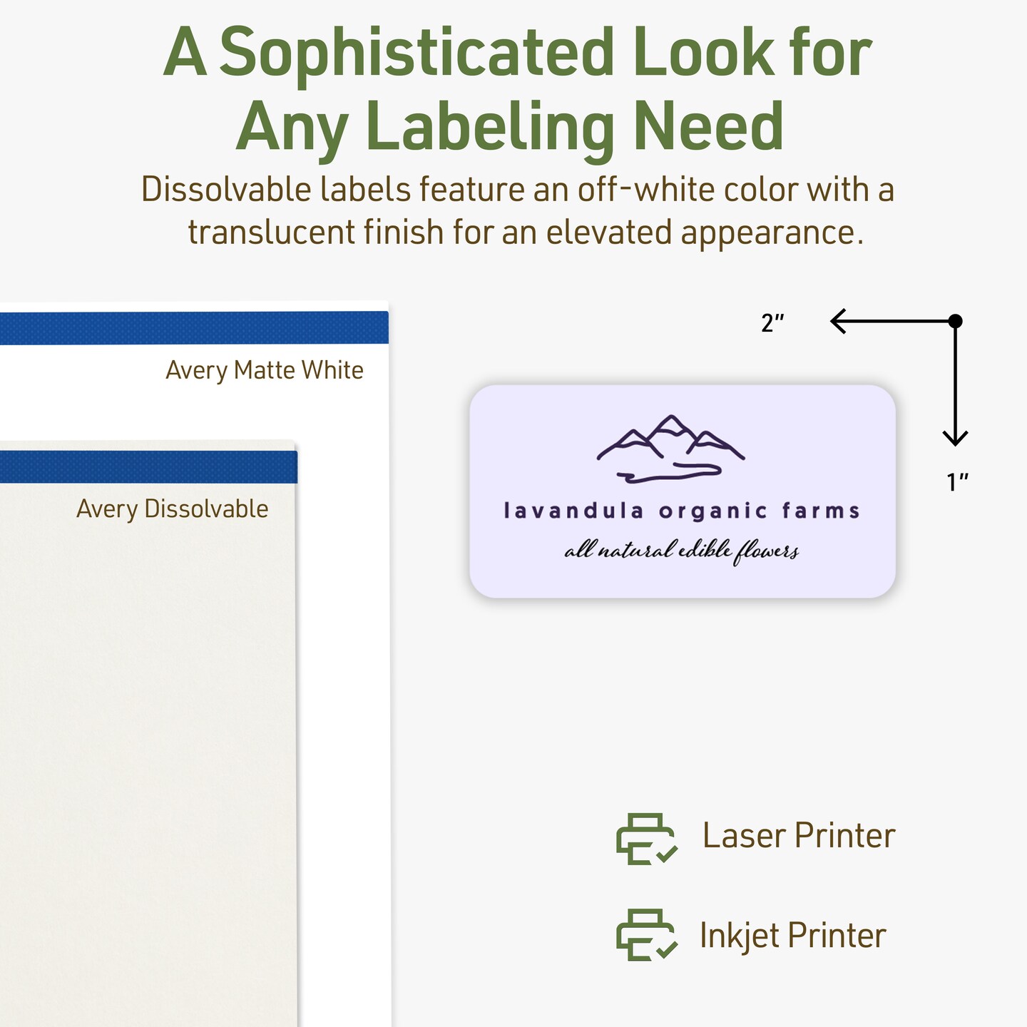 Avery Dissolvable Labels, 1&#x22; x 2&#x22; Rectangle