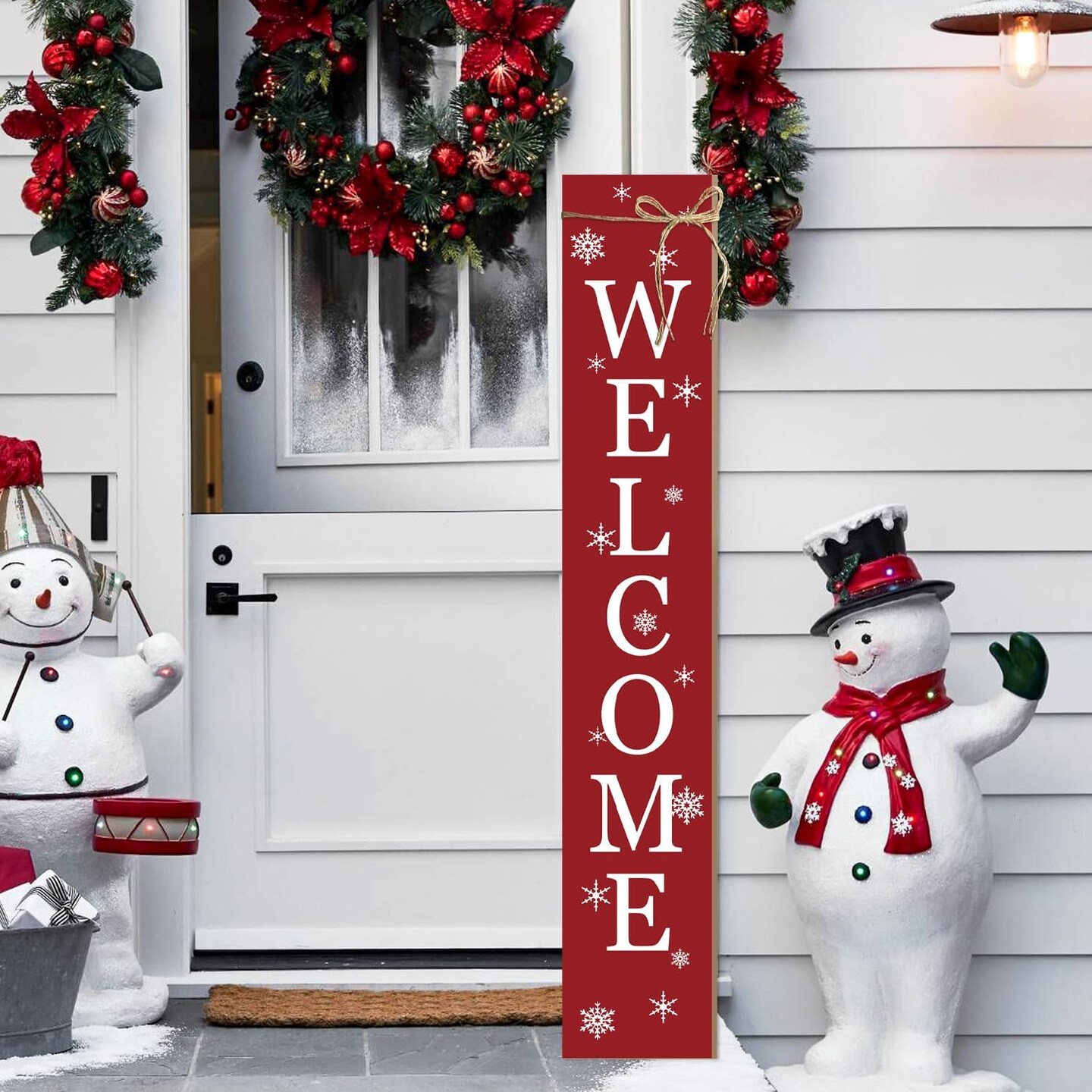 Christmas Porch Sign Welcome Sign For Front Porch(Christmas Welcome)