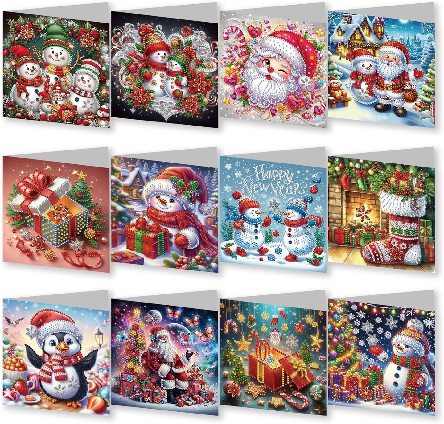 6Pcs Christmas Greeting Card DIY Diamond Art Painting Kit (Christmas 02)