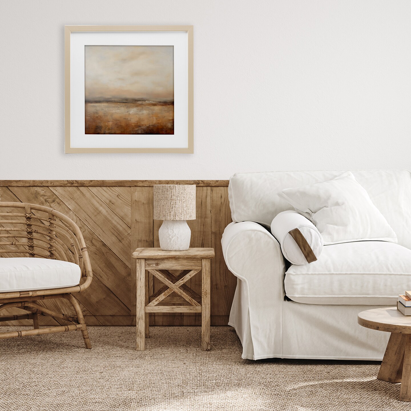 Stupell Industries Calm Abstract Landscape Neutrals Black Framed Print Under Glass, design by Creative Studio