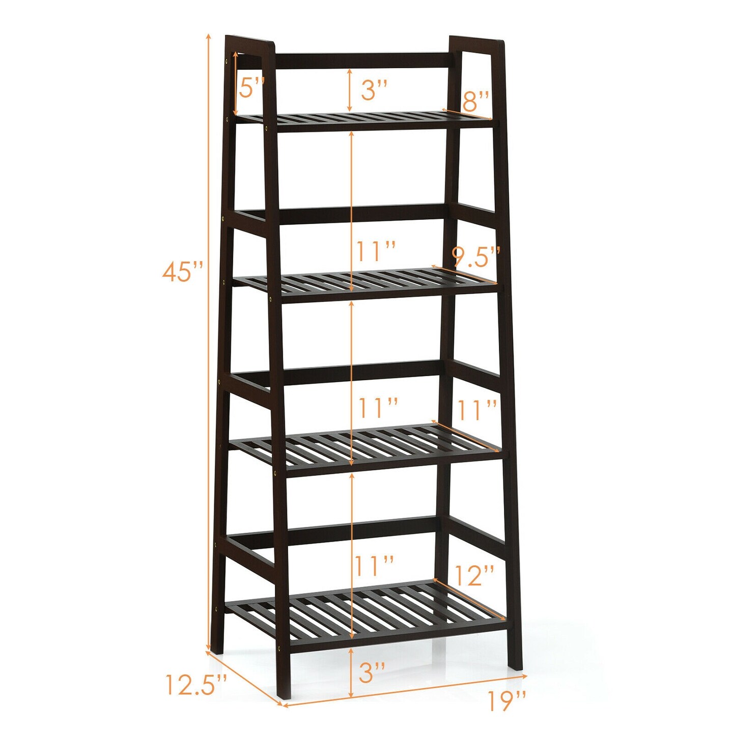 4 Tier Bamboo Ladder Shelf Plant Stand Storage Rack for Indoor Outdoor Use
