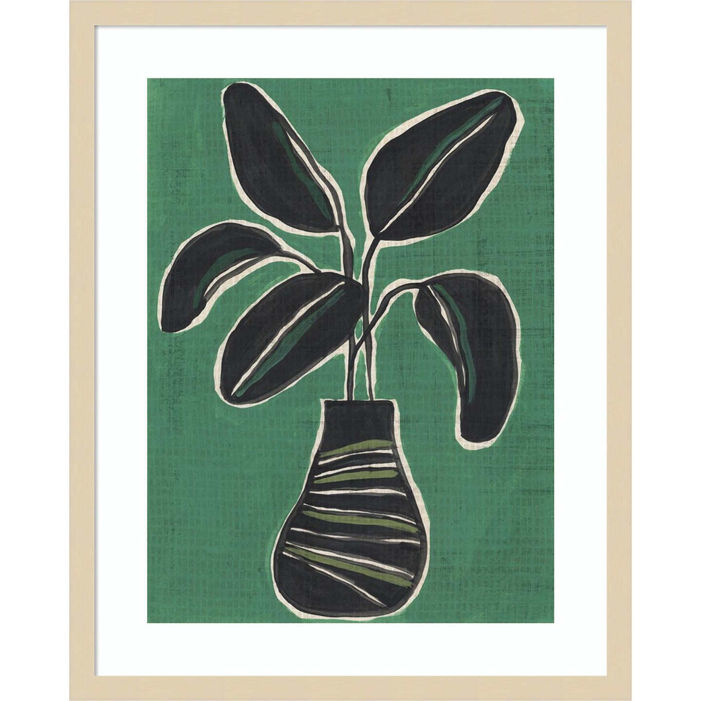 Jade Potted Palm I by June Erica Vess Wood Framed Wall Art Print