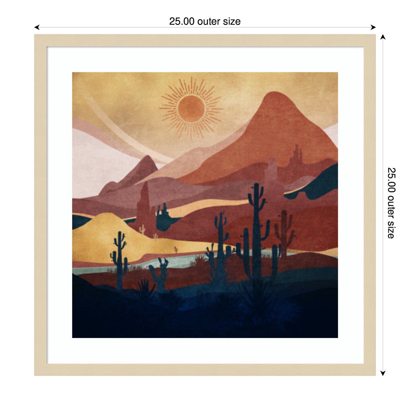 Blue Western Day by Emel Tunaboylu Wood Framed Wall Art Print