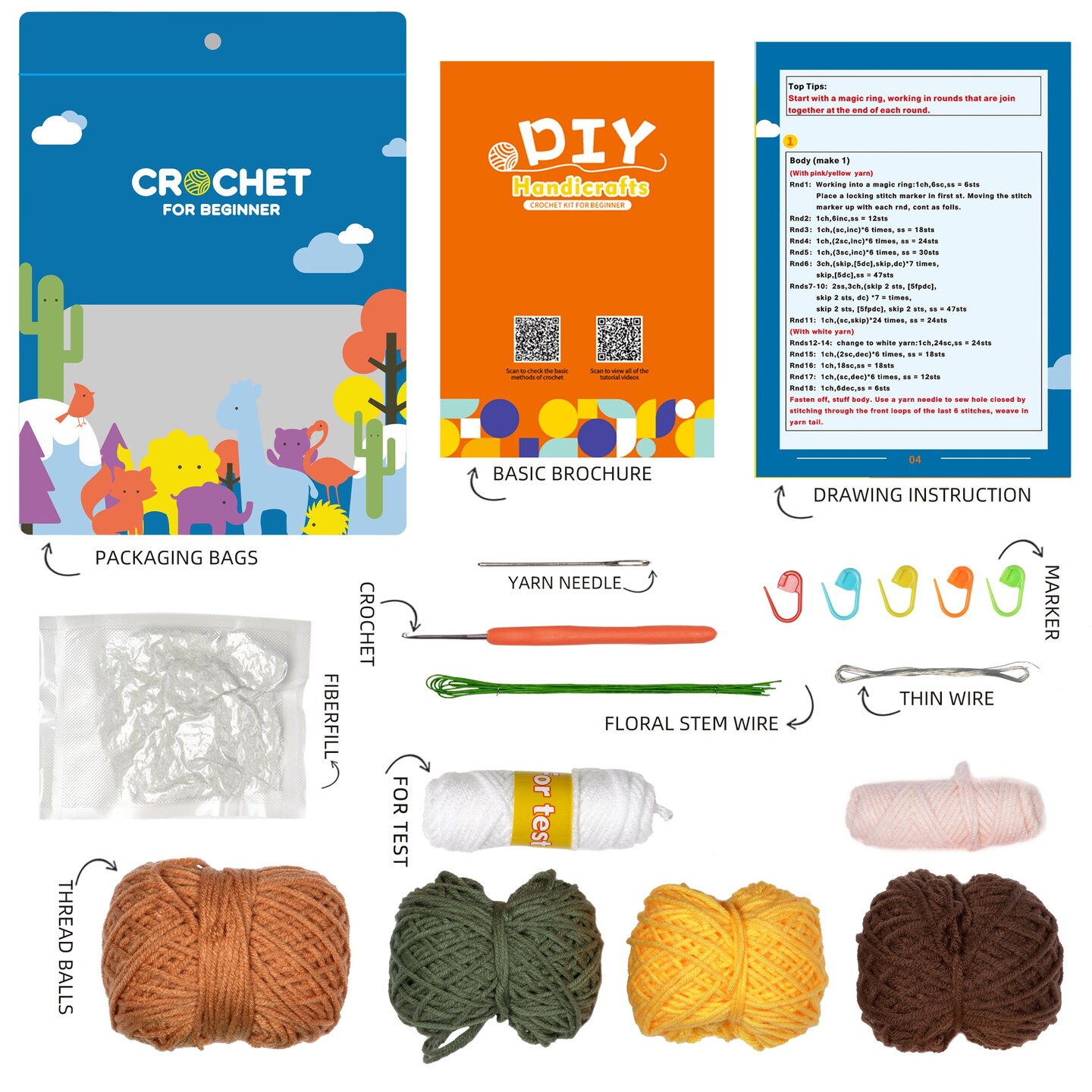 Sunflowers. Potted Flower Amigurumi DIY Crochet Kit Wizardi F07N8-M28