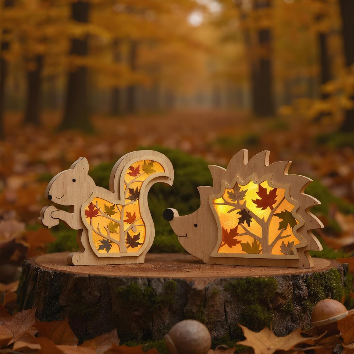 Lighted Fall Table Centerpiece(wood)