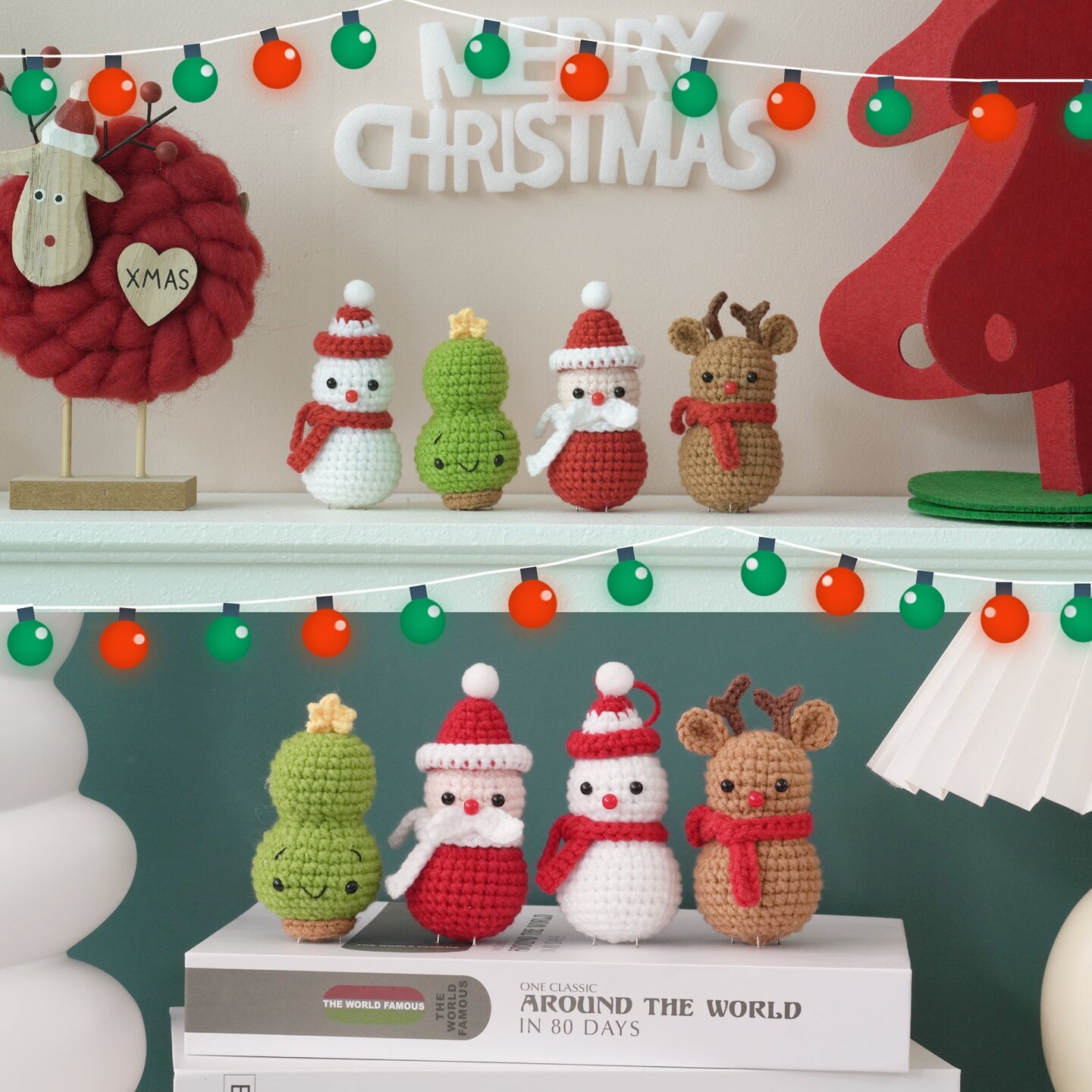 Santa, Reindeer, Christmas Tree and Snowman Amigurumi DIY Crochet Kit Wizardi F07N8-M117