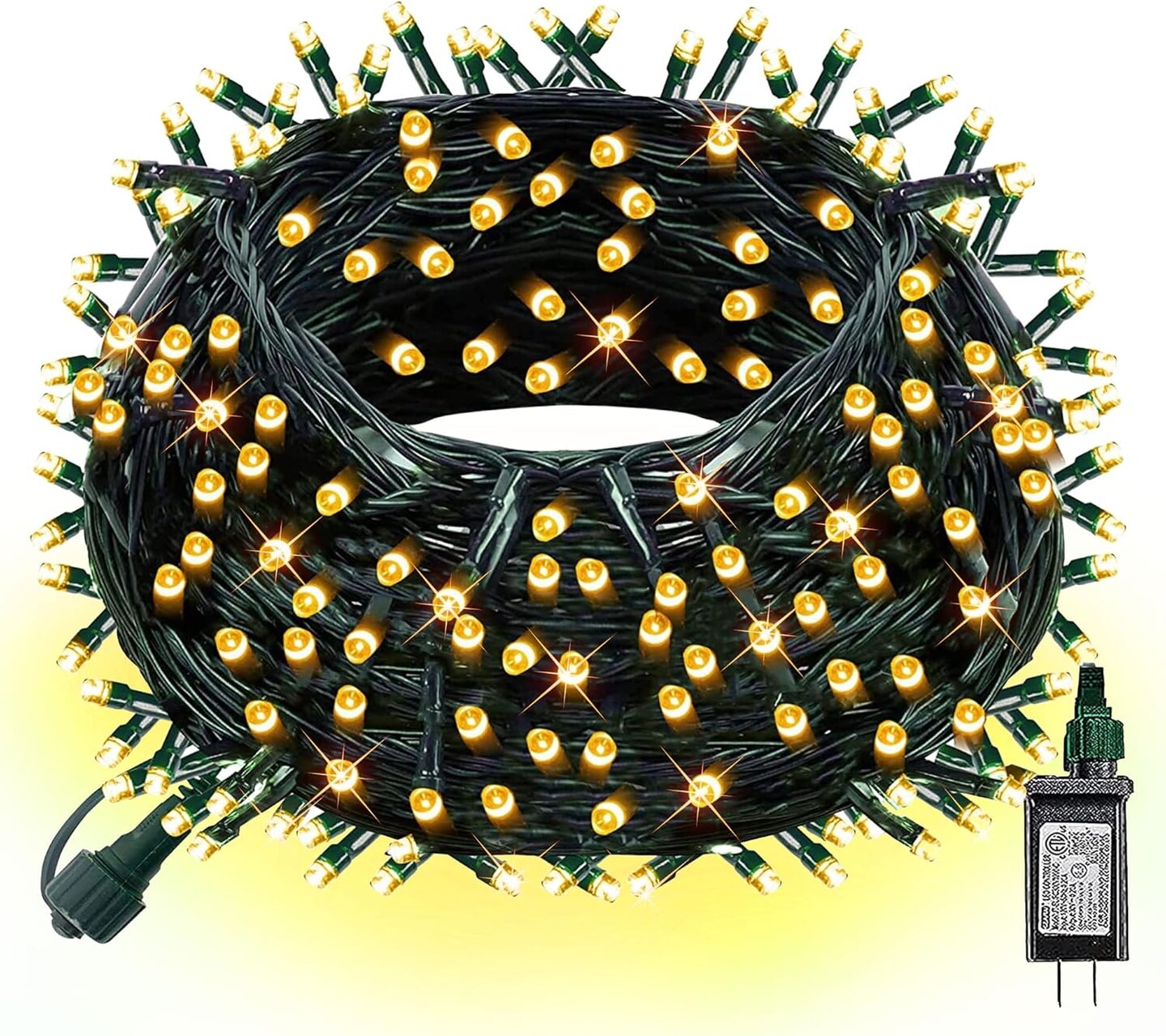 Christmas String Lights, Connectable Waterproof String Lights Green Wire with 8 Modes, Christmas Decorations for Indoor Yard Garden