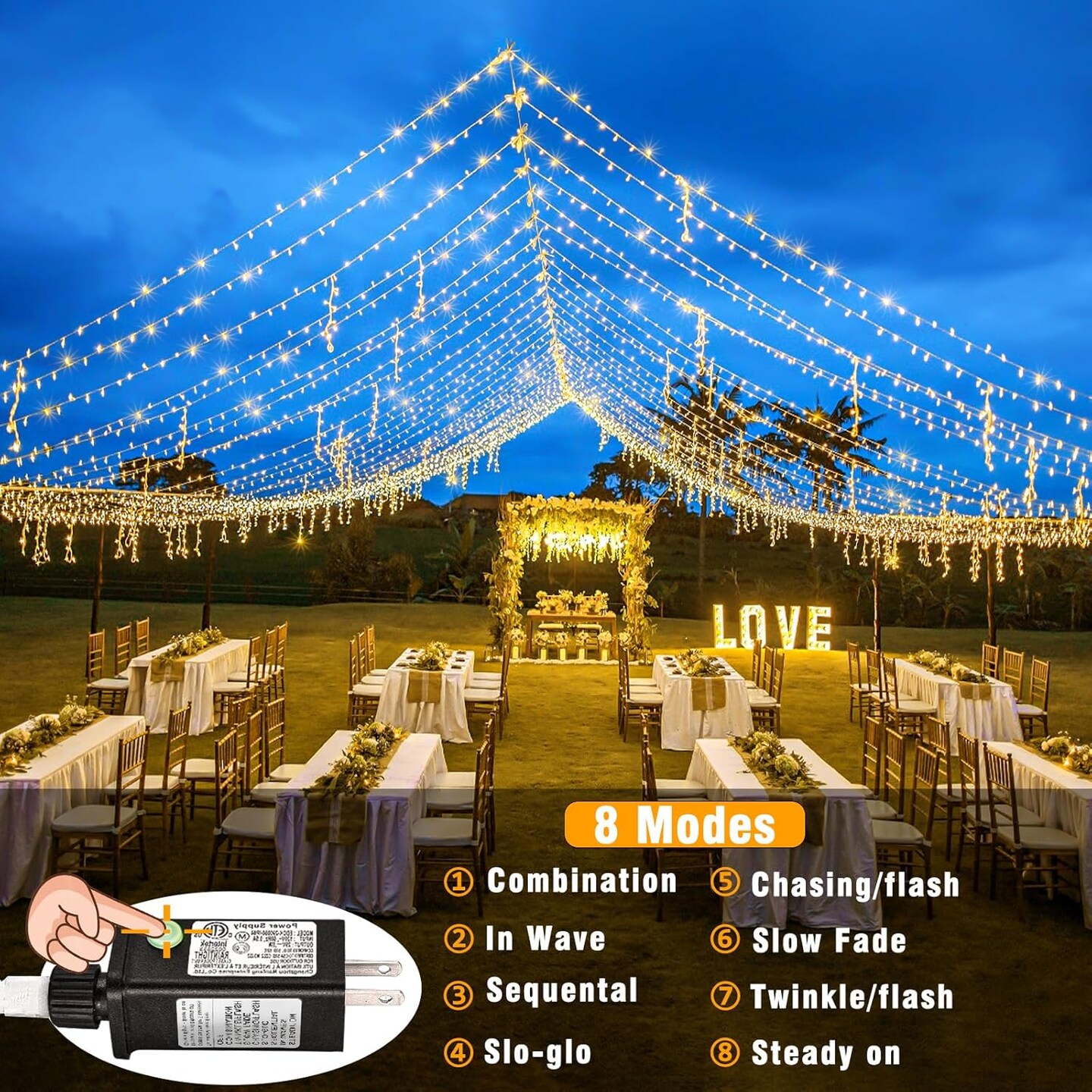 100ft 300 LED Christmas Lights Outdoor Indoor, Connectable 8 Modes Christmas String Lights