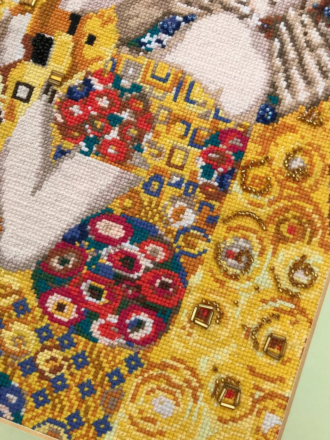 The Kiss after G. Klimt&#x27;s Painting R1170 Counted Cross Stitch Kit