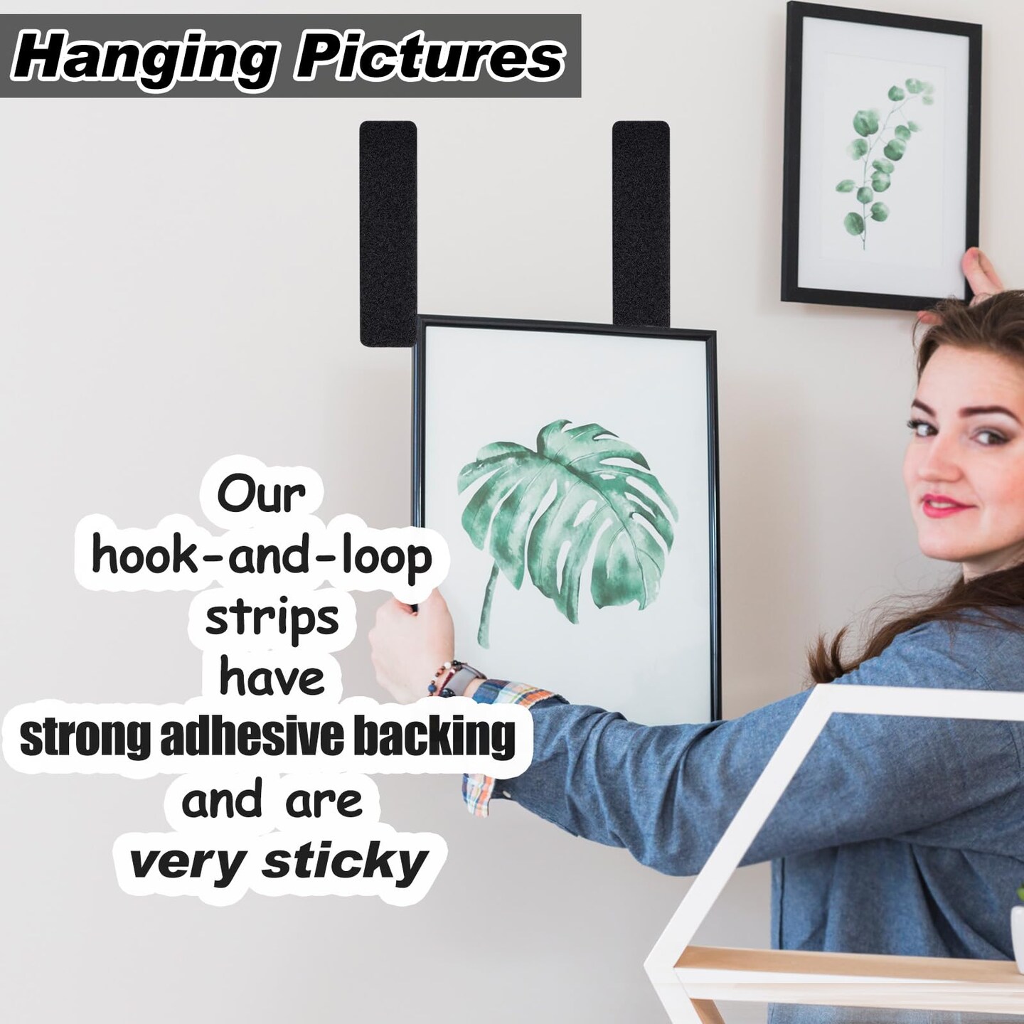 40Sets-1x4 inch Hook&#x26;Loop Strips with Adhesive, Black Command Strips with Backing, Heavy Duty Adhesive Fasten Mounting Tape for Home Office School and Crafting