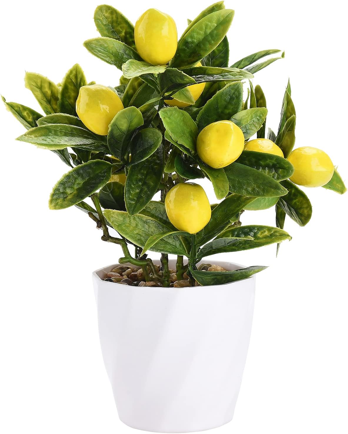 10-Inch Artificial Lemon Tree – Realistic Potted Fruit Bonsai with Yellow Lemons, Decorative Faux Lemon Plant for Home, Kitchen, and Table Décor