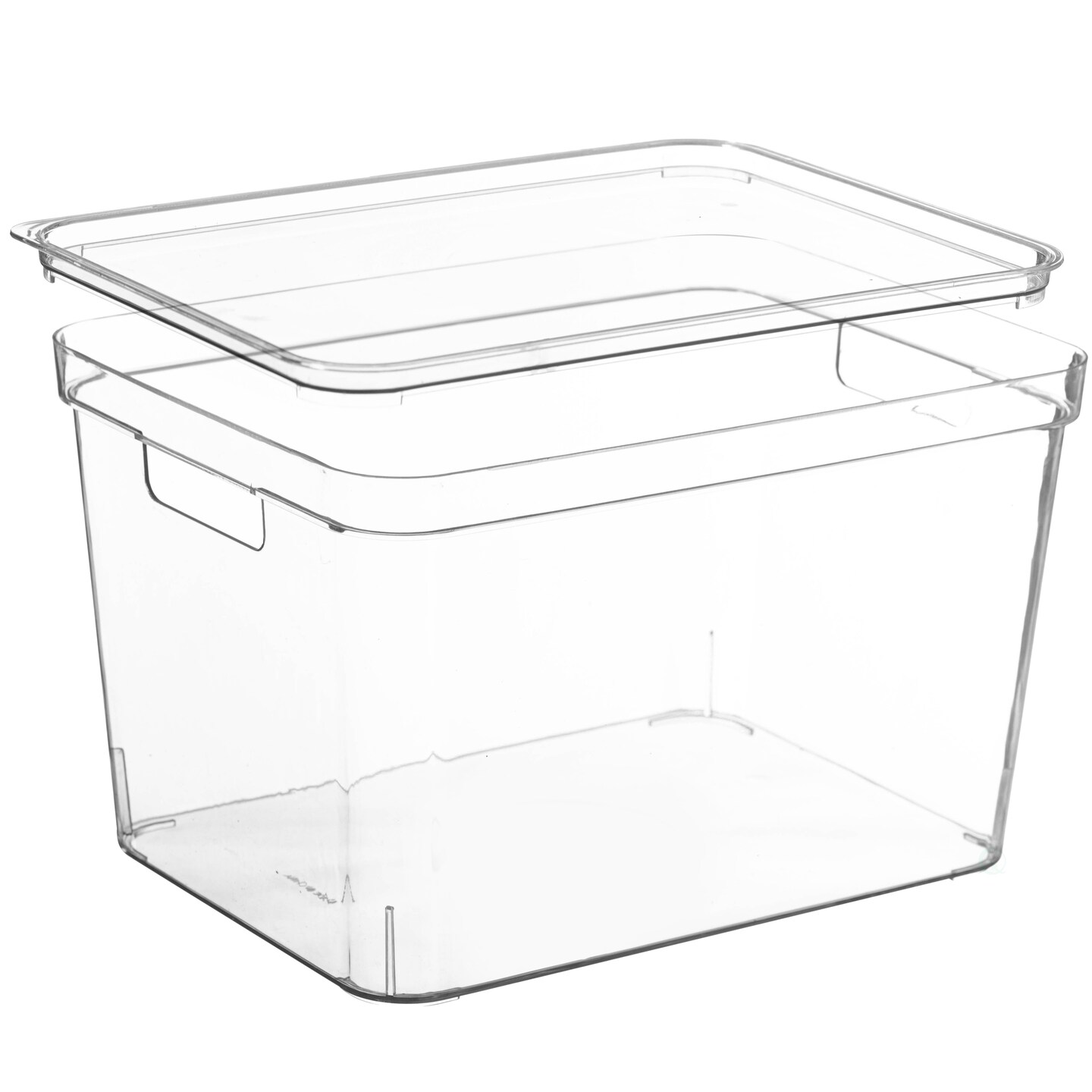 Basicwise Clear Storage Container with Lid For Kitchen Pantry Cabinet & Fridge Storage For Organizing Snacks Produce Supplies Or Essentials Durable Bin For Home Dorm Apartment Or Office Use