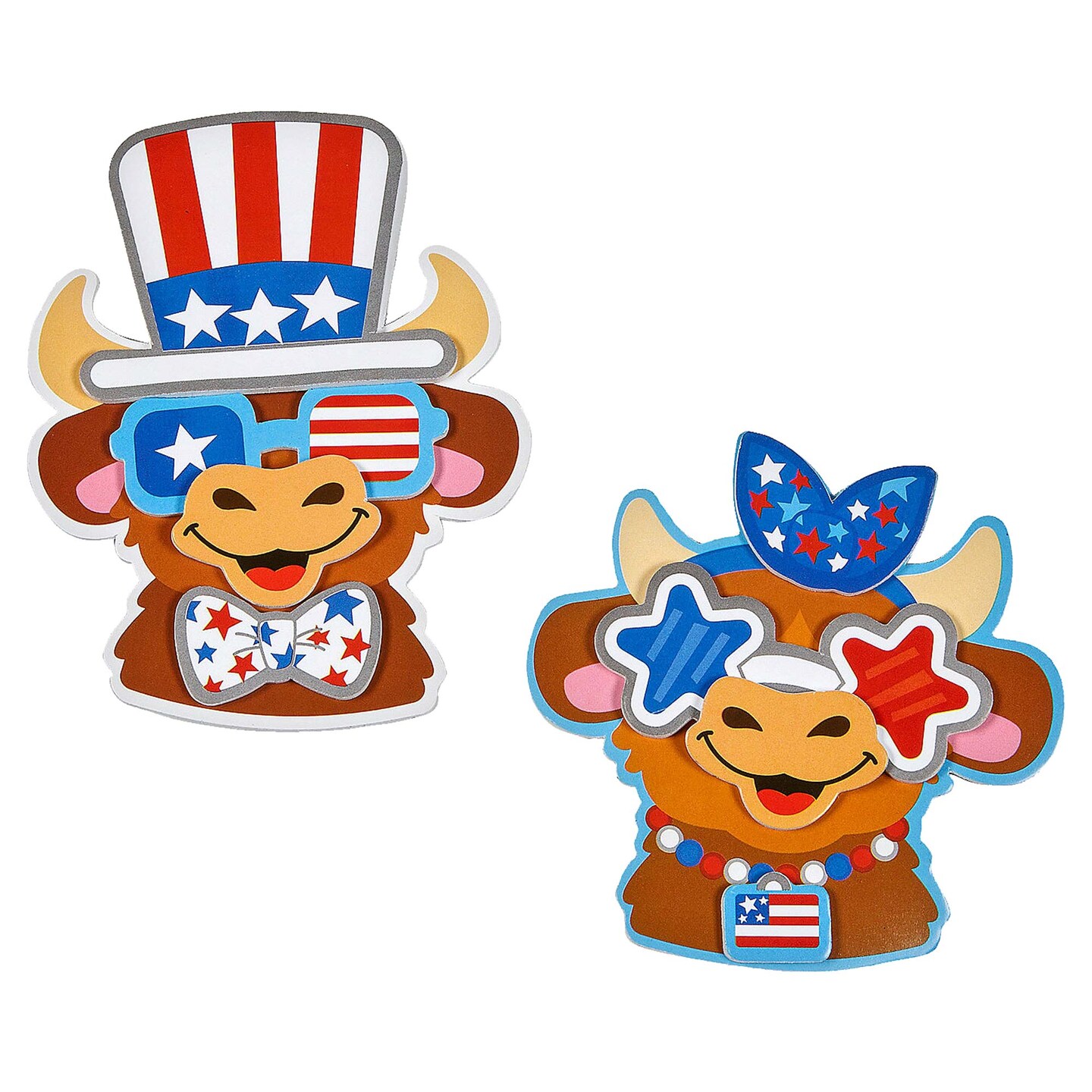 3 3/4" – 4 1/2" Patriotic Cow Characters Magnet Craft Kit Makes 12