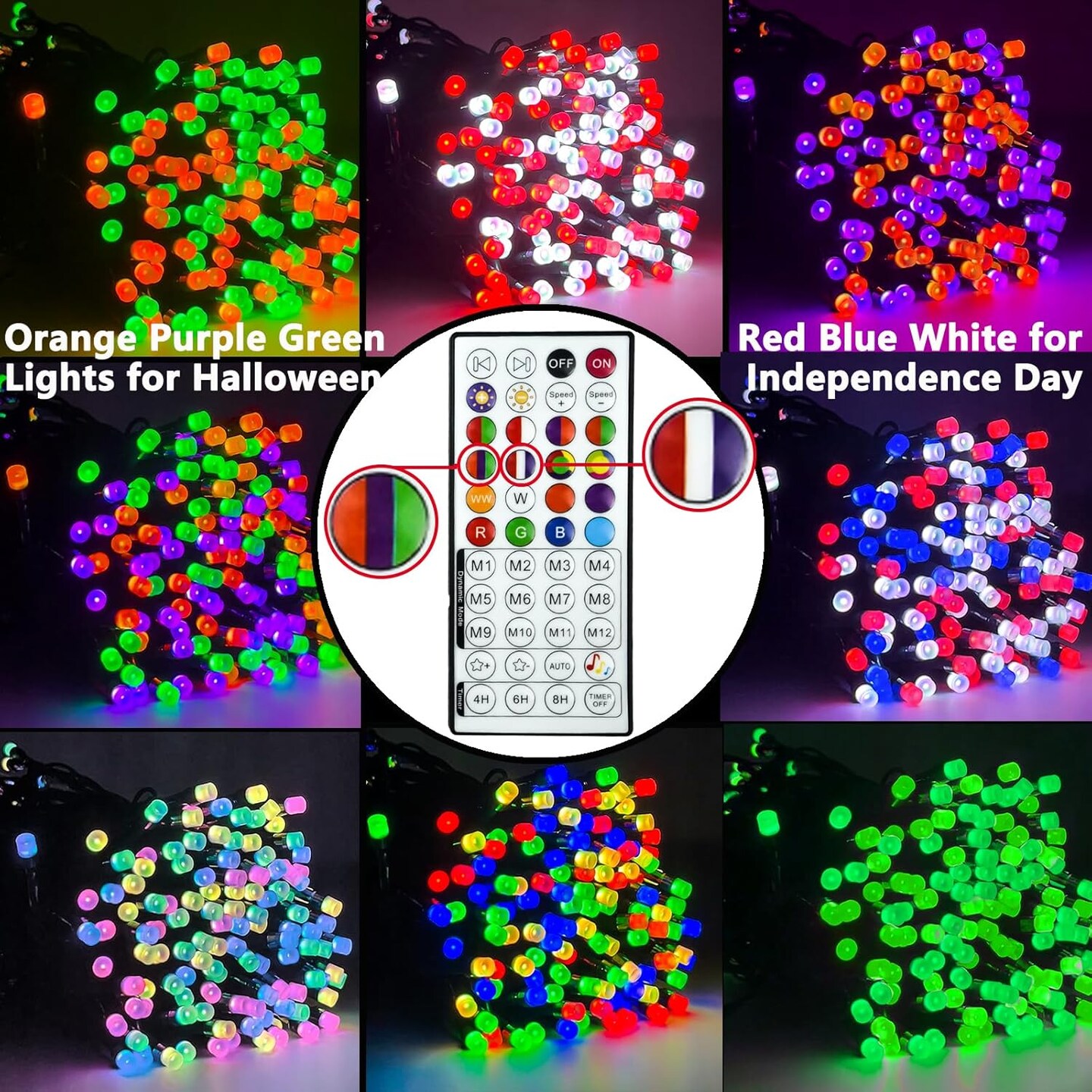 Red White and Blue String Lights, Color Changing Smart RGB Christmas Lights with Remote &#x26; App Control &#x26; Timer, Music Sync Multiple Modes 66ft 200 LED Twinkle Light Indoor Outdoor