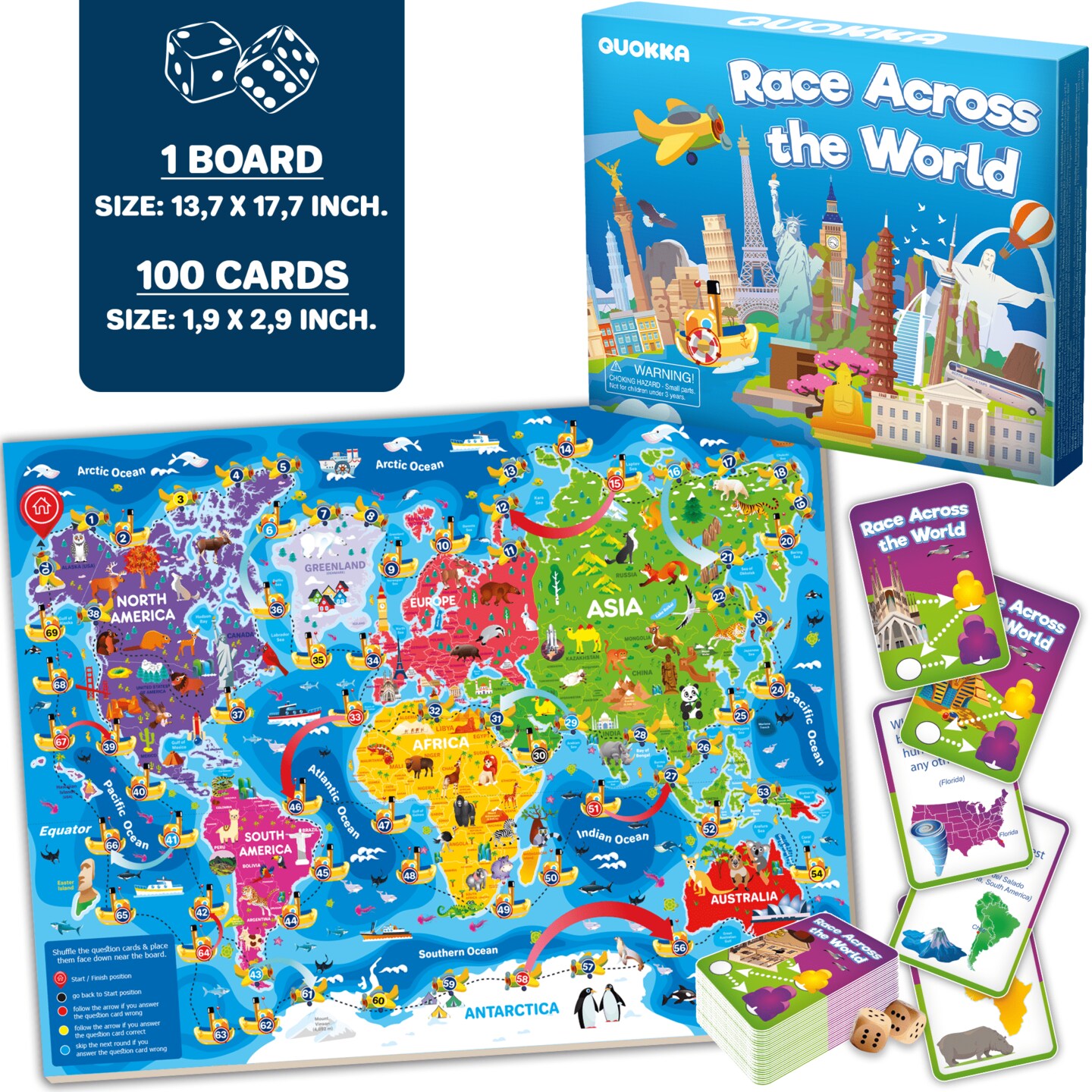 3x Set Learning Board Games for Kids | Trivia Cards