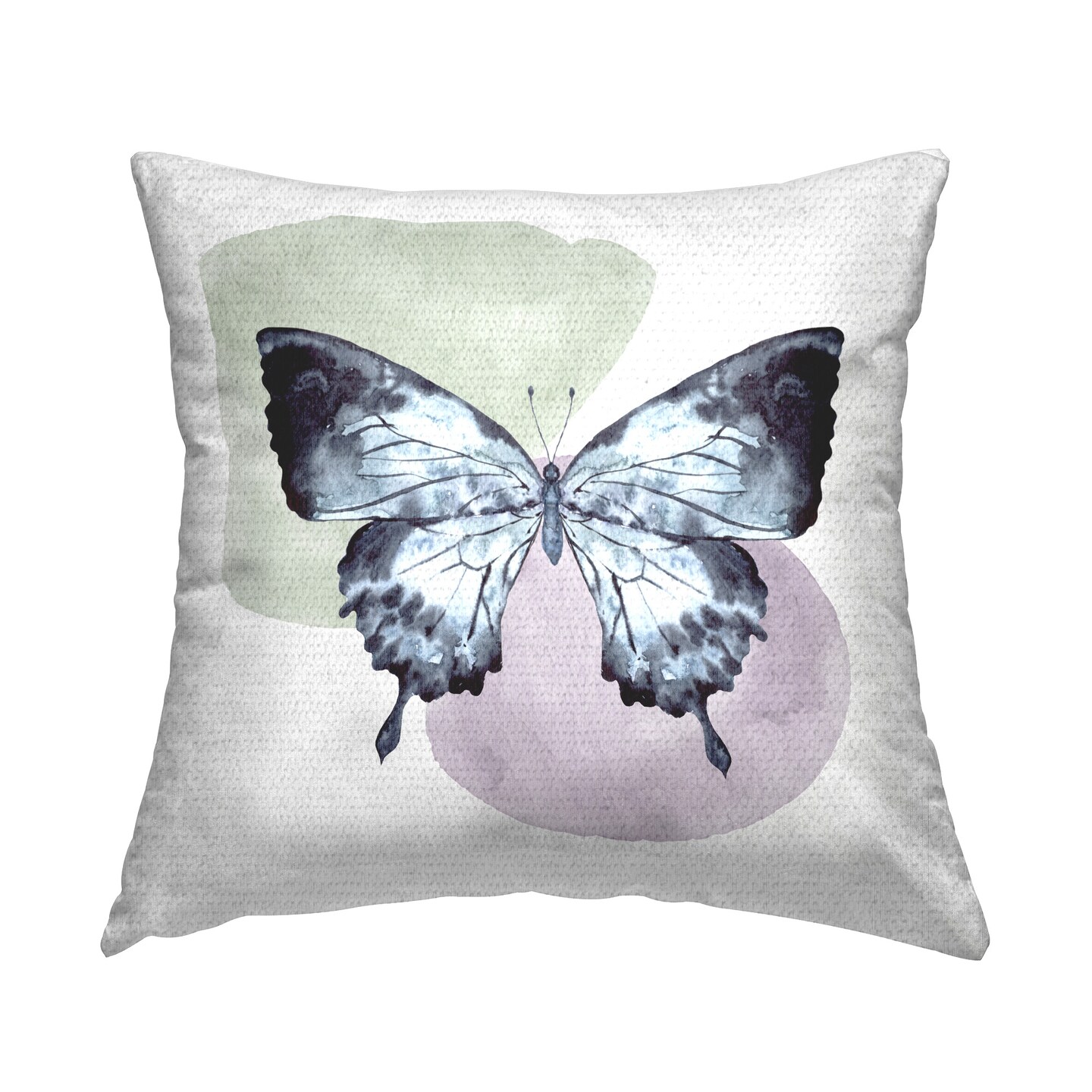 Butterfly on Simple Shapes Design by Kim Allen Outdoor Printed Pillow 