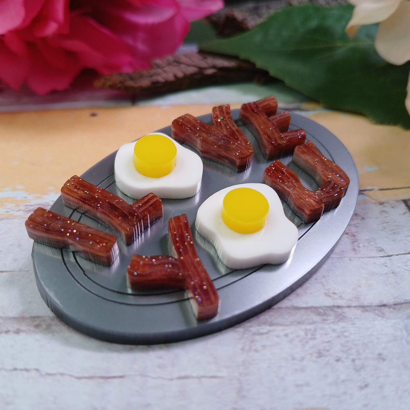 I Love You ~ Bacon and Eggs Classic Simpsons Valentine’s Day Brooch Pin Gift product 5