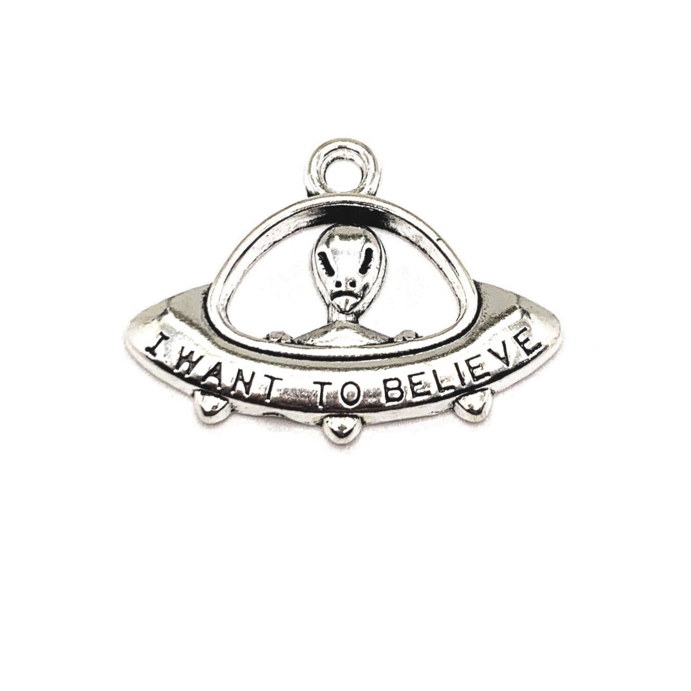 4, 20 or 50 Pieces: Silver I Want to Believe Alien Ship Charms
