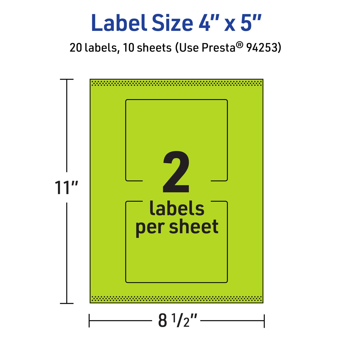 Avery Bright Green Paper Labels, 4&#x22; x 5&#x22; Rectangle