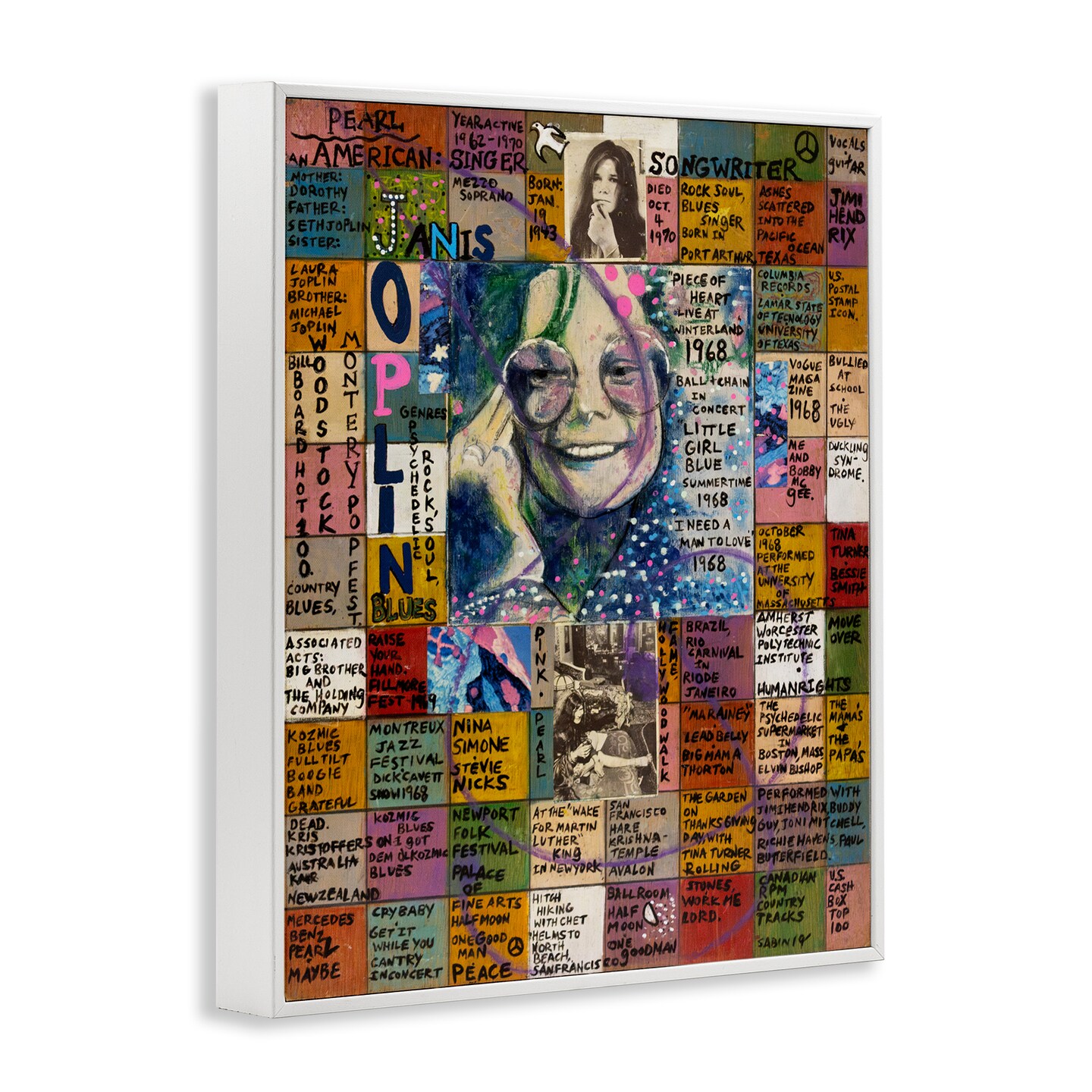 Stupell Industries Janis Joplin Collage Framed Giclee Wall Art Design by Sabin