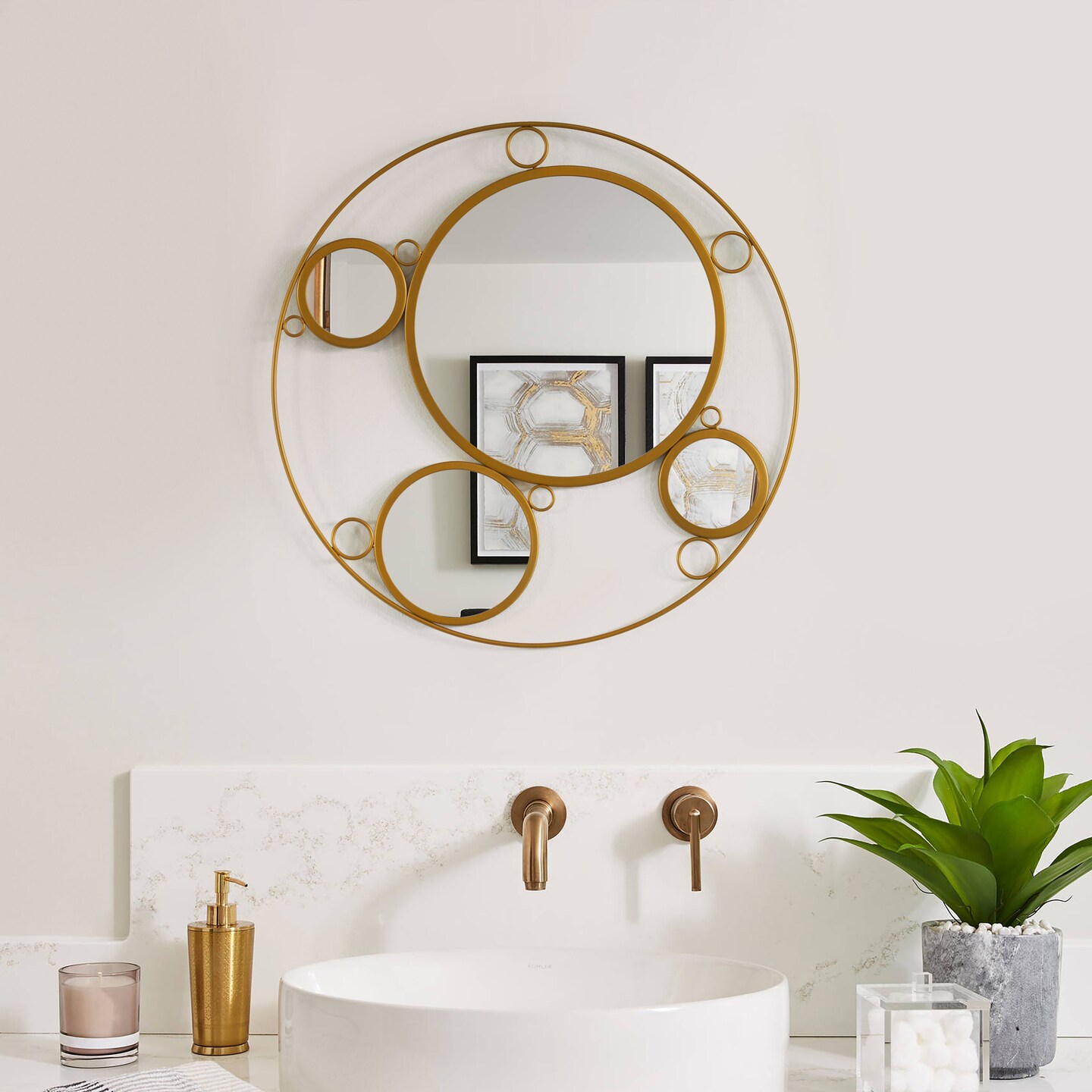 Uniquewise Decorative Metal Wall Mounted Modern Mirror - Perfect for Living Room, Bedroom, Bathroom Vanity, Entryway, or Hallway, Adding Elegance and Charm to Your Space