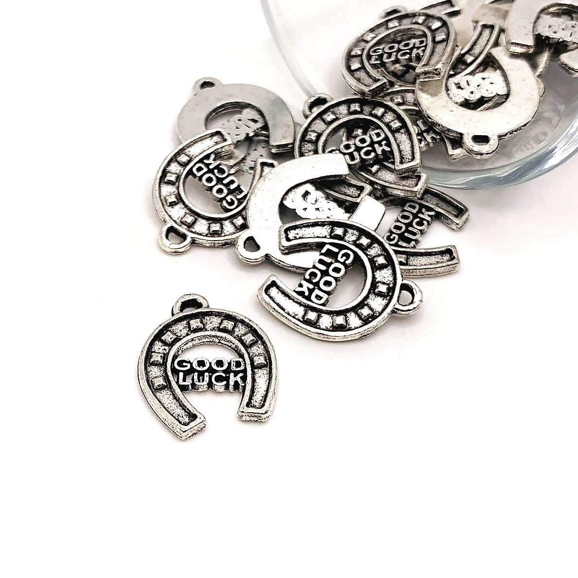 4, 20 or 50 Pieces: Silver Good Luck Horseshoe Charms