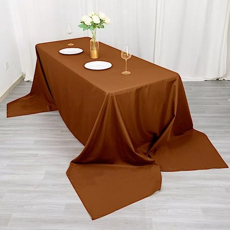 90x156-Inch Cinnamon Brown RECTANGULAR Polyester Tablecloths Reception Catering