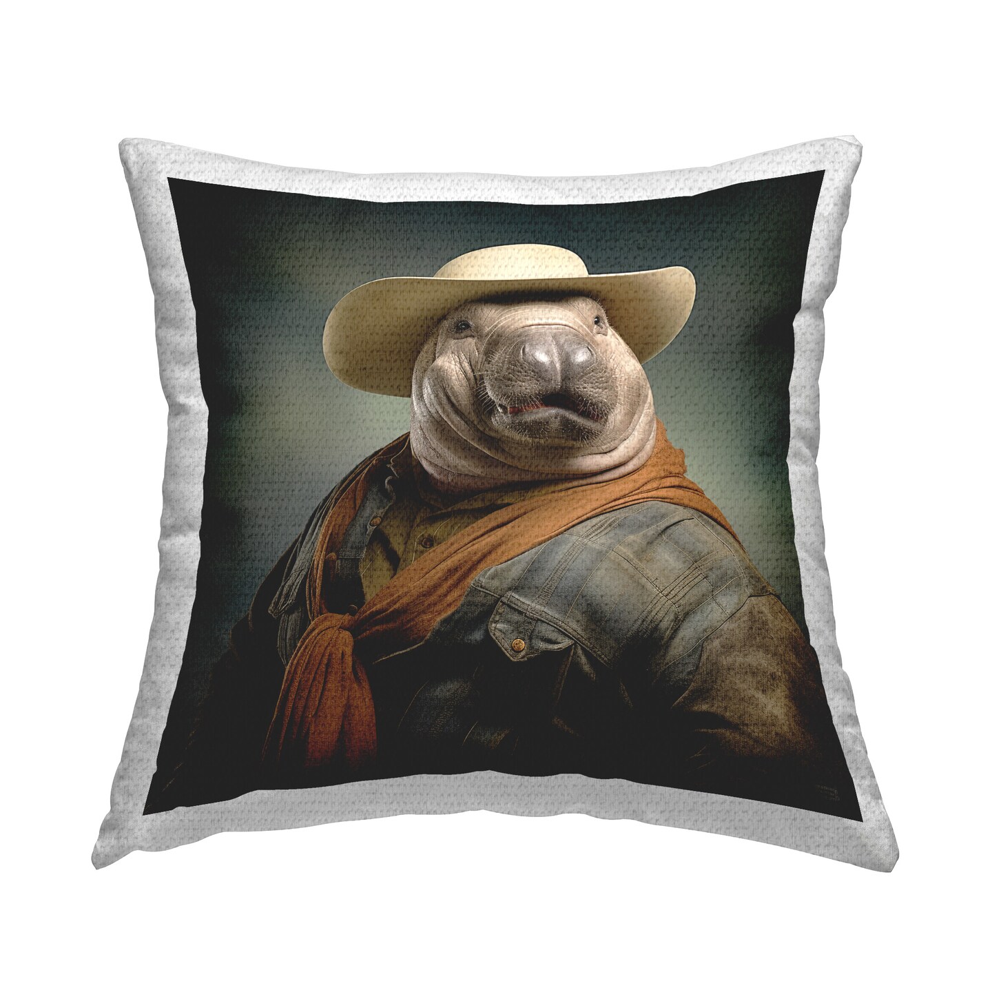 Southwestern Sea Life Portrait Design by RB Outdoor Printed Pillow