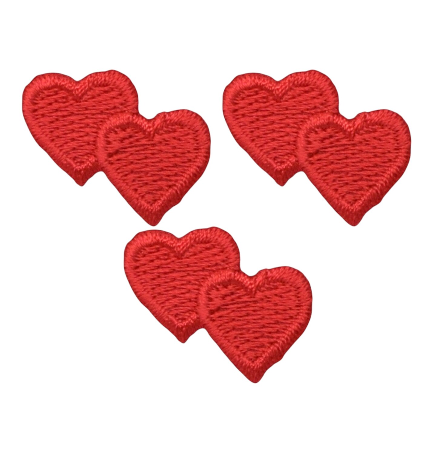 Set of 3, Double Red Heart, Valentine, Embroidered, Iron on Patch