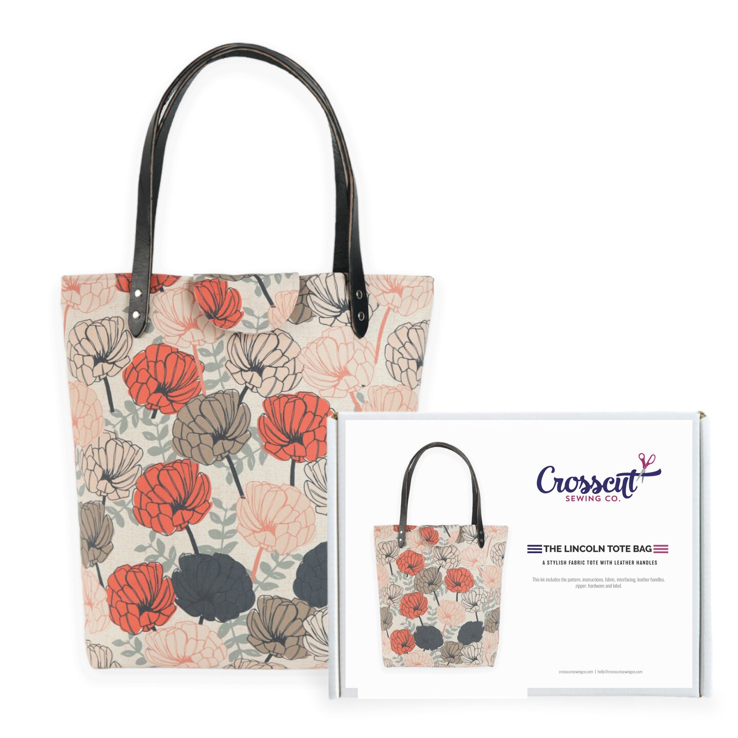 Crosscut Sewing Co.&#xAE; Lincoln Tote Sewing Kit - Beginner Sewing Project Kit