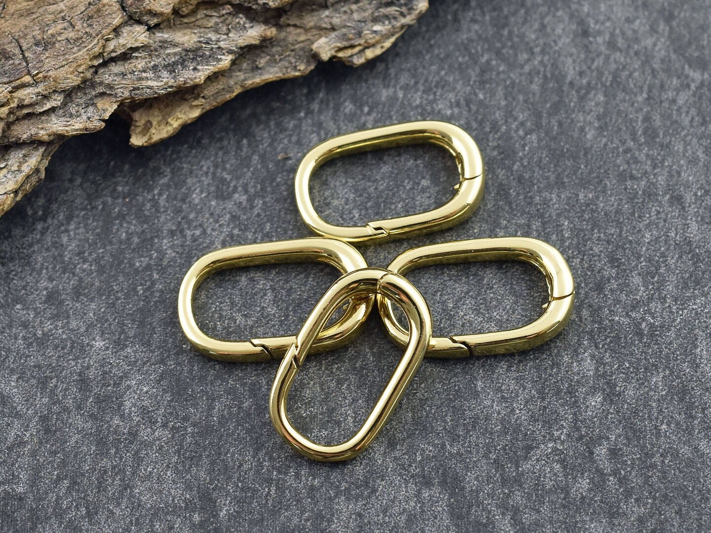 *5* 20x12x3mm 18k Gold Plated Oval Spring Ring Clasps