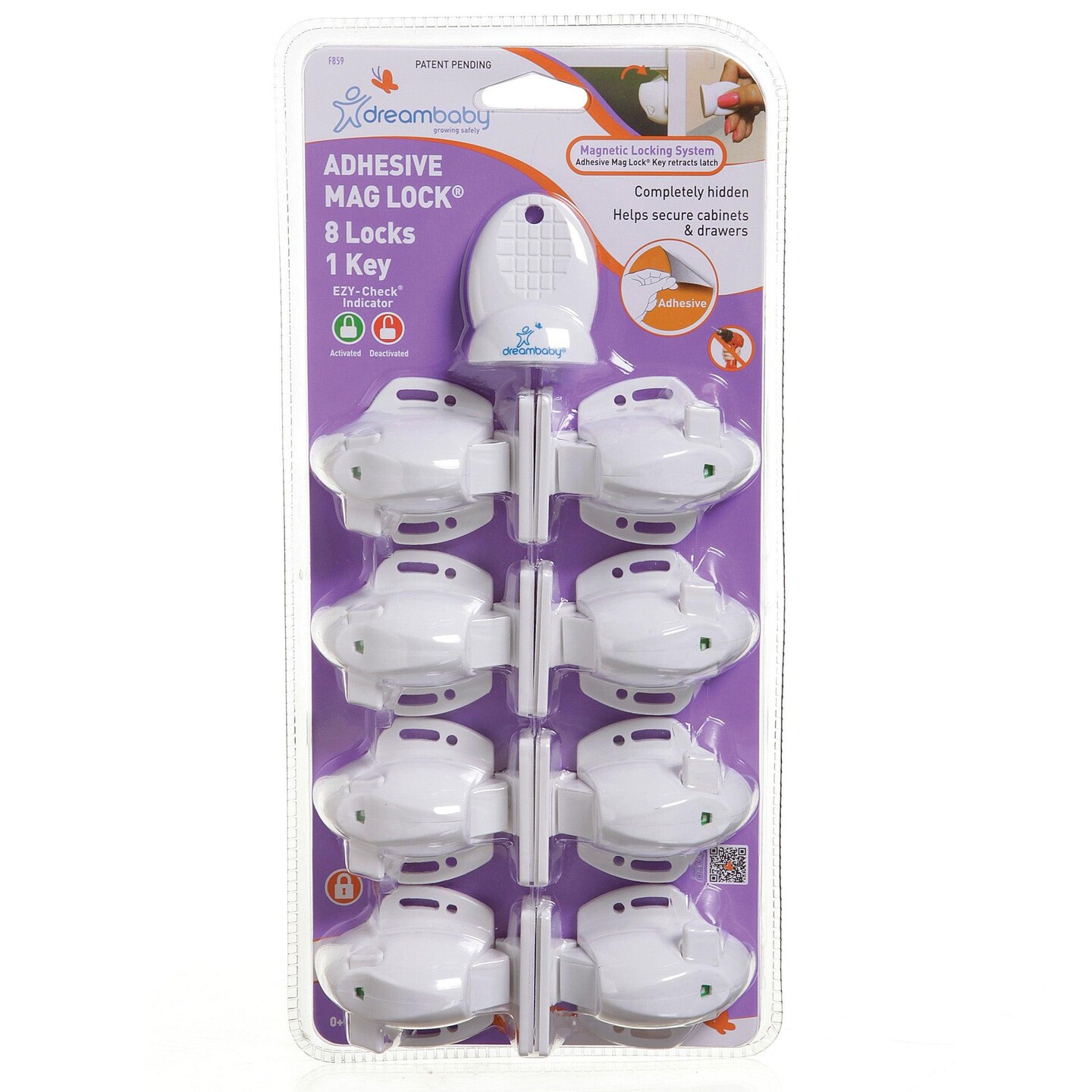 Adhesive Mag Locks&#xAE; 8 Locks, 1 Key