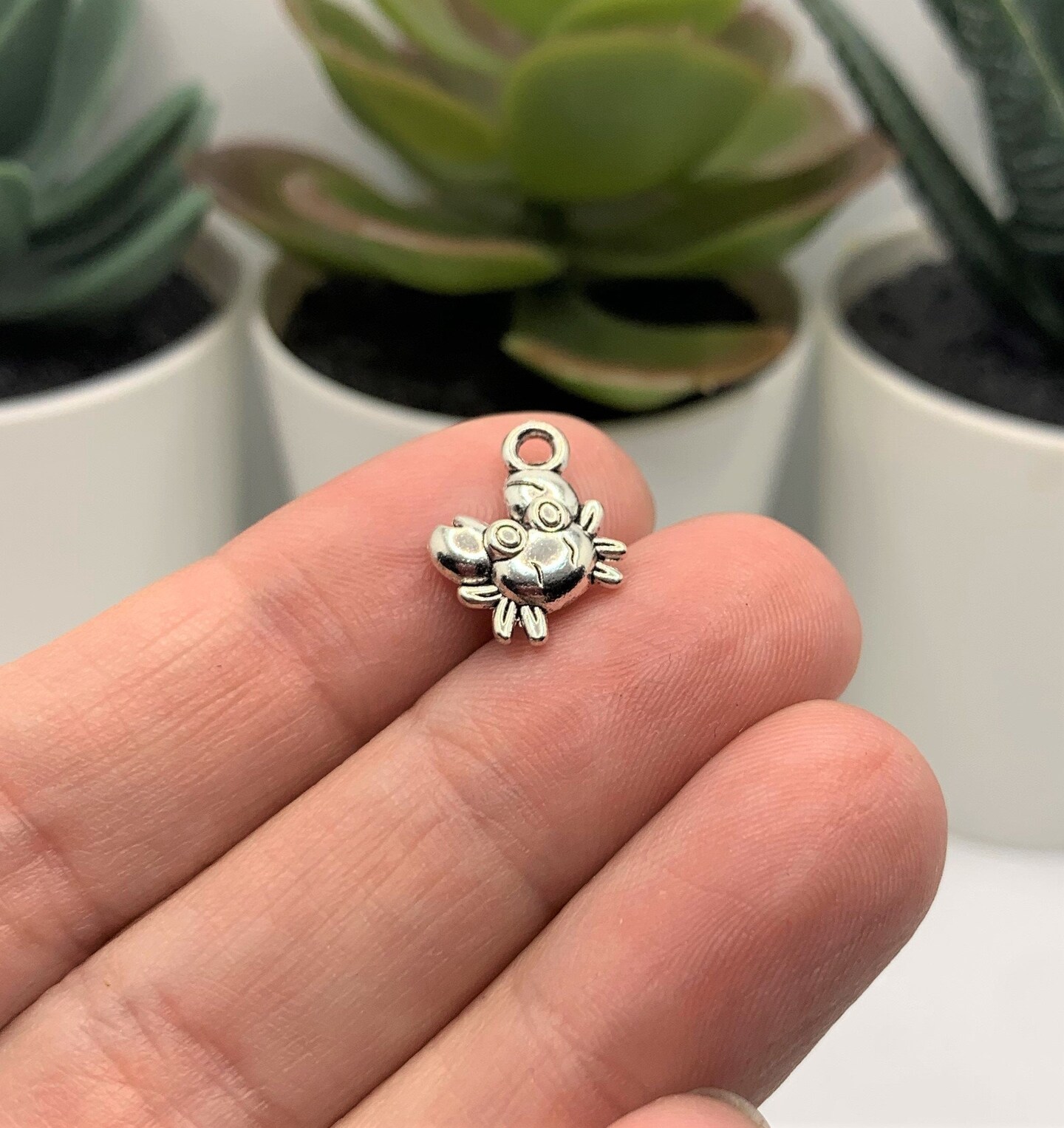 4, 20 or 50 Pieces: Silver Tiny Crab 3D Charms