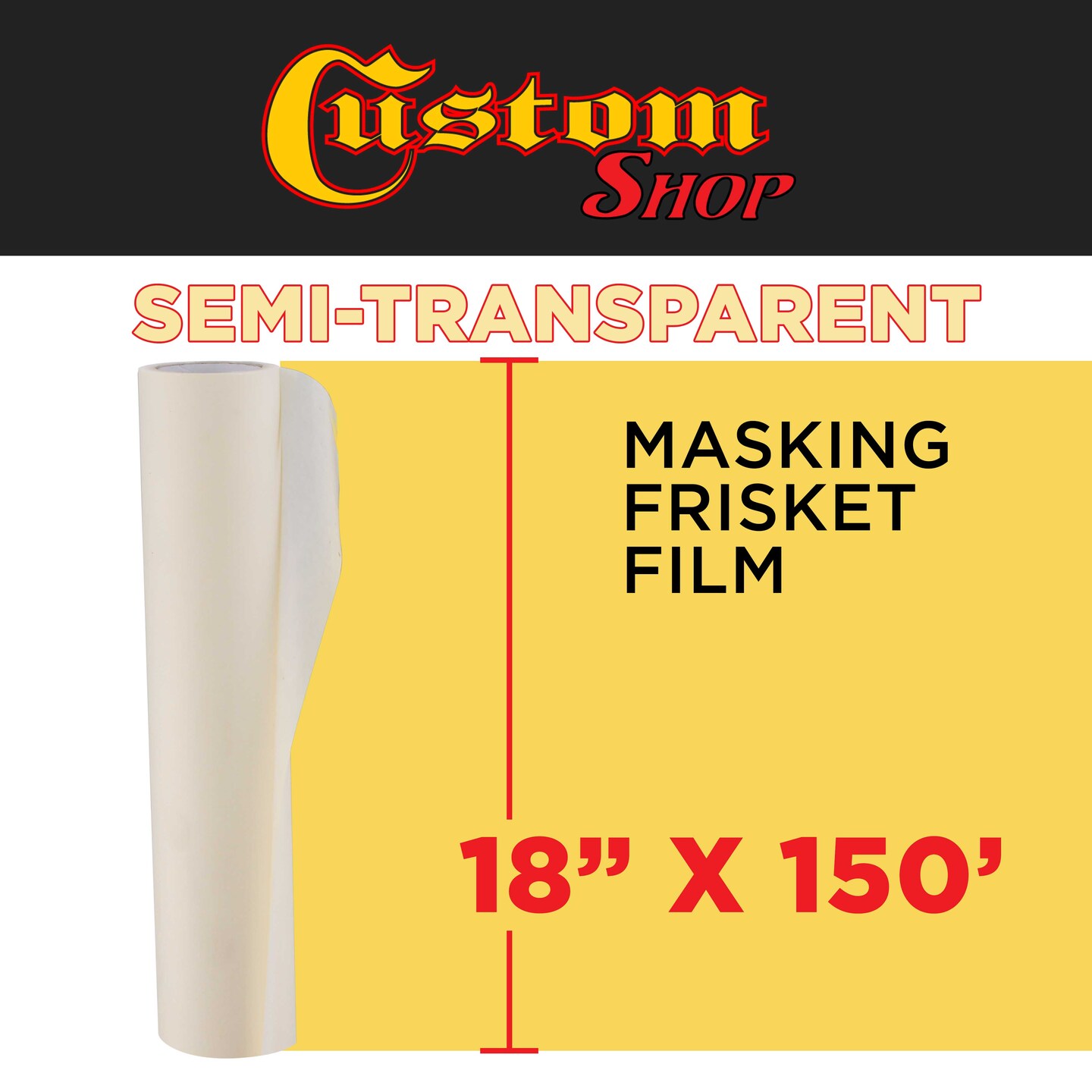 Custom Shop 18&#x22; x 150&#x27; Roll of Semi-Transparent Masking Film/Frisket for Artists, Airbrush Graphics, Auto, Tracing, Cutting Templates, Stencil Making