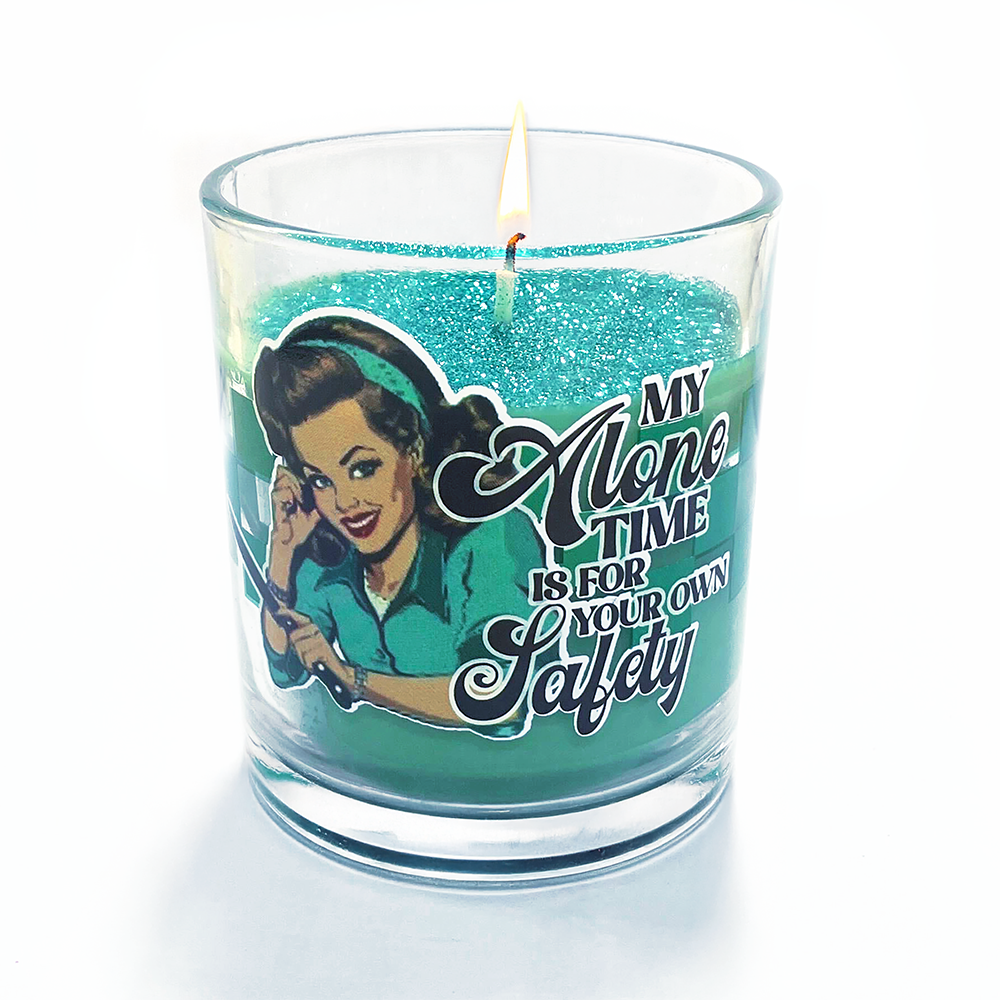 Sassy Retro Girl Dazzling Green Candle, Funny Gift