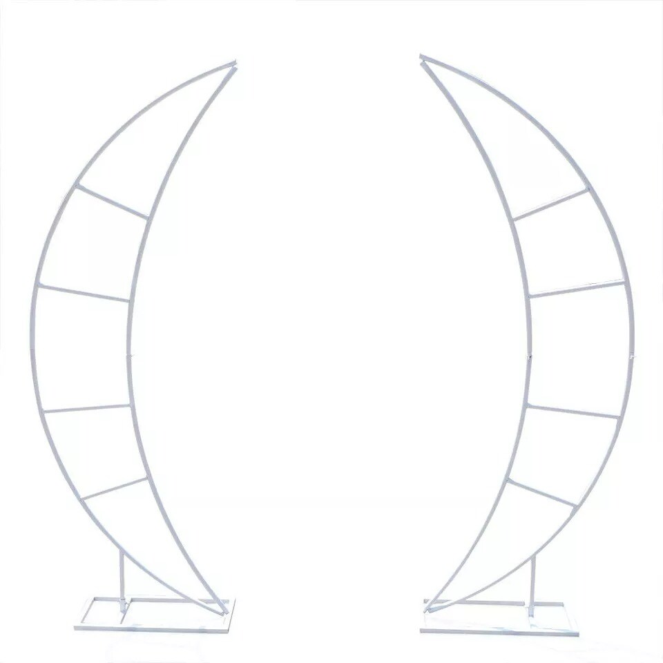 2PC 80IN Crescent Moon Wedding Arch Backdrop Stand Flower Rack Party Event Decor
