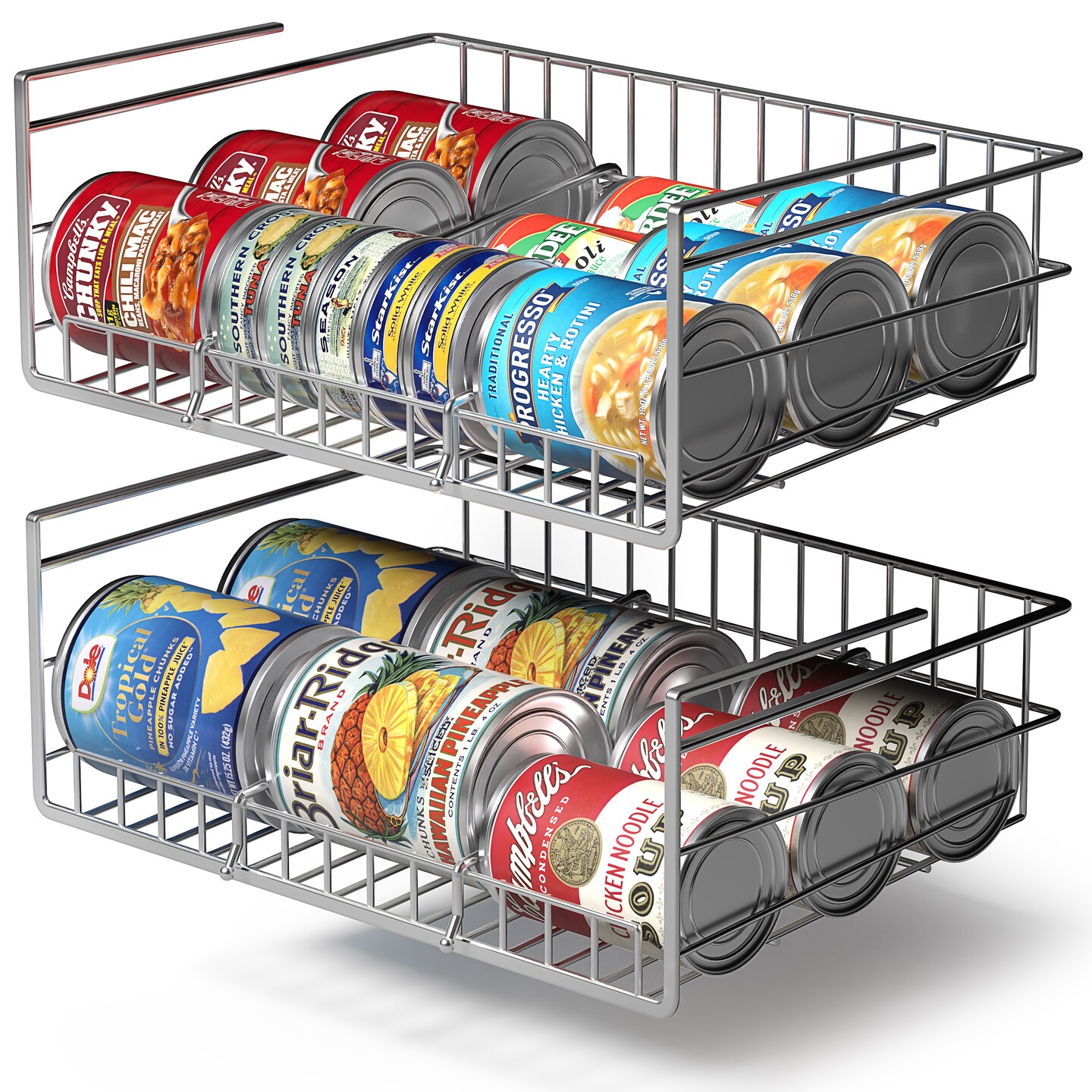 Sorbus Set of 2 Under Cabinet Can Storage Shelf &#x2013; Pantry Organizer with Divider for Canned Goods &#x2013; Kitchen Organization Rack, Canned Food Dispenser for Cabinets, Shelving, Small Spaces
