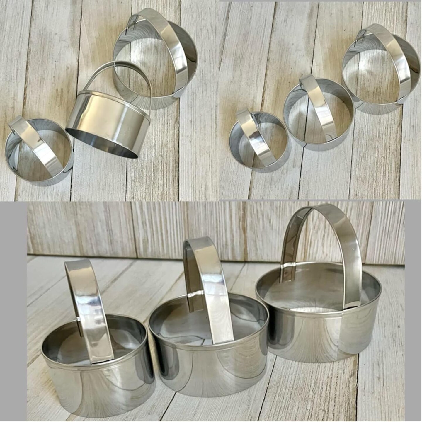 3 Pieces Round Biscuit Cutter with Handle Stainless Steel Round Circle Doughnut Cutter Baking Mold