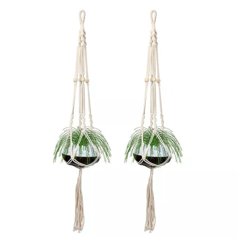 2Pack Garden Plant Hanger Macrame Hanging Planter Basket Rope Pot Holder Decor