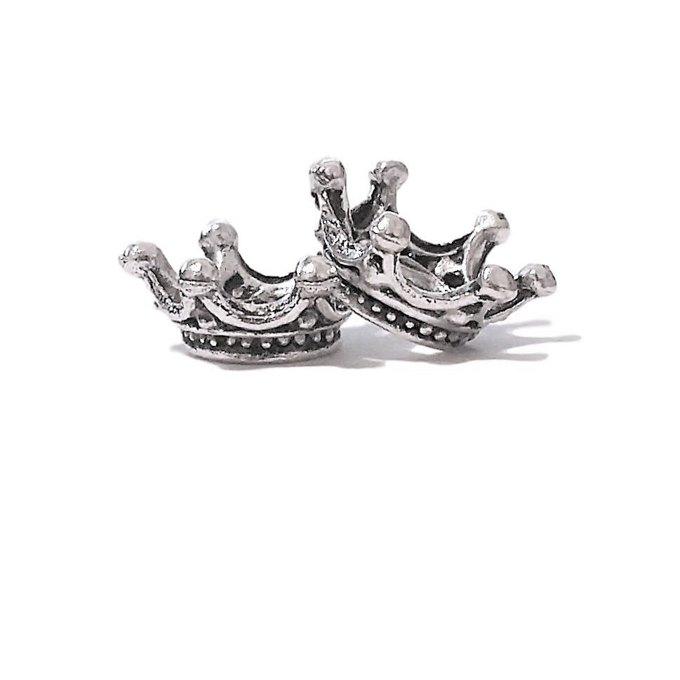 4, 20 or 50 Pieces: Silver 3D Crown Charms, Bead Caps