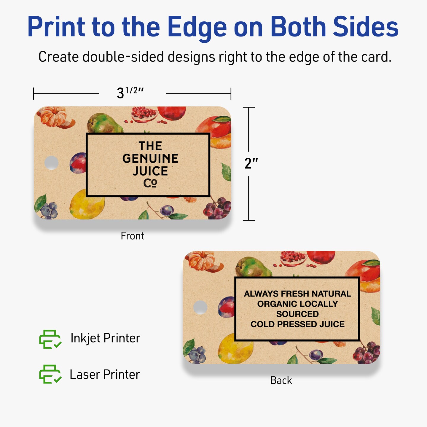 2&#x22; x 3-1/2&#x22; Rectangle Rounded Corners, Kraft Brown Printable Tags