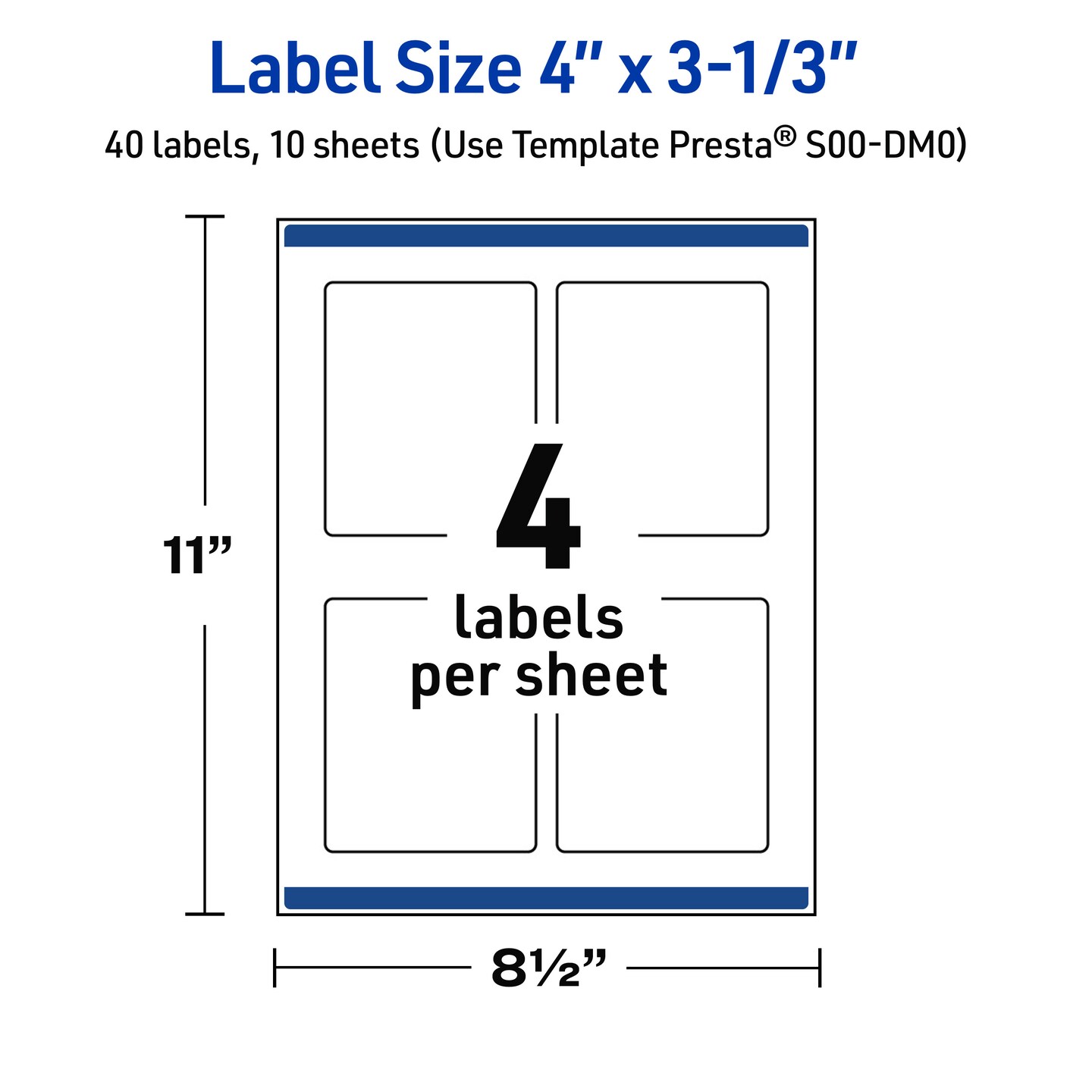 Avery Printable Rectangle Labels, Double Black Border, 4&#x22; x 3-1/3&#x22;, Glossy White Rectangle Labels, Permanent, Laser/Inkjet, 40ct, Great for Product Labels