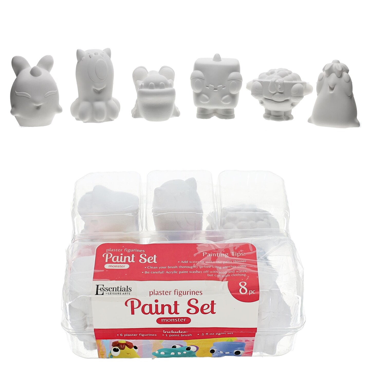 Essentials By Leisure Arts - Plaster Kit Value Pack Monster, Ceramic Painting Kit for Kids, Kids Painting, Ceramics To Paint, Painting Crafts, Paint Your Own Ceramic, Figurine Painting Kit