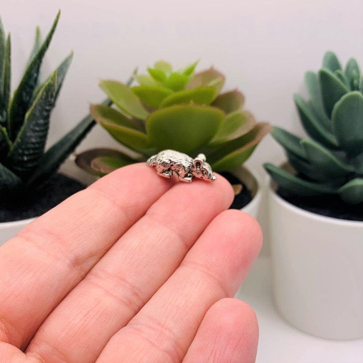 4, 20 or 50 Pieces: Silver Mouse Rat 3D Charms