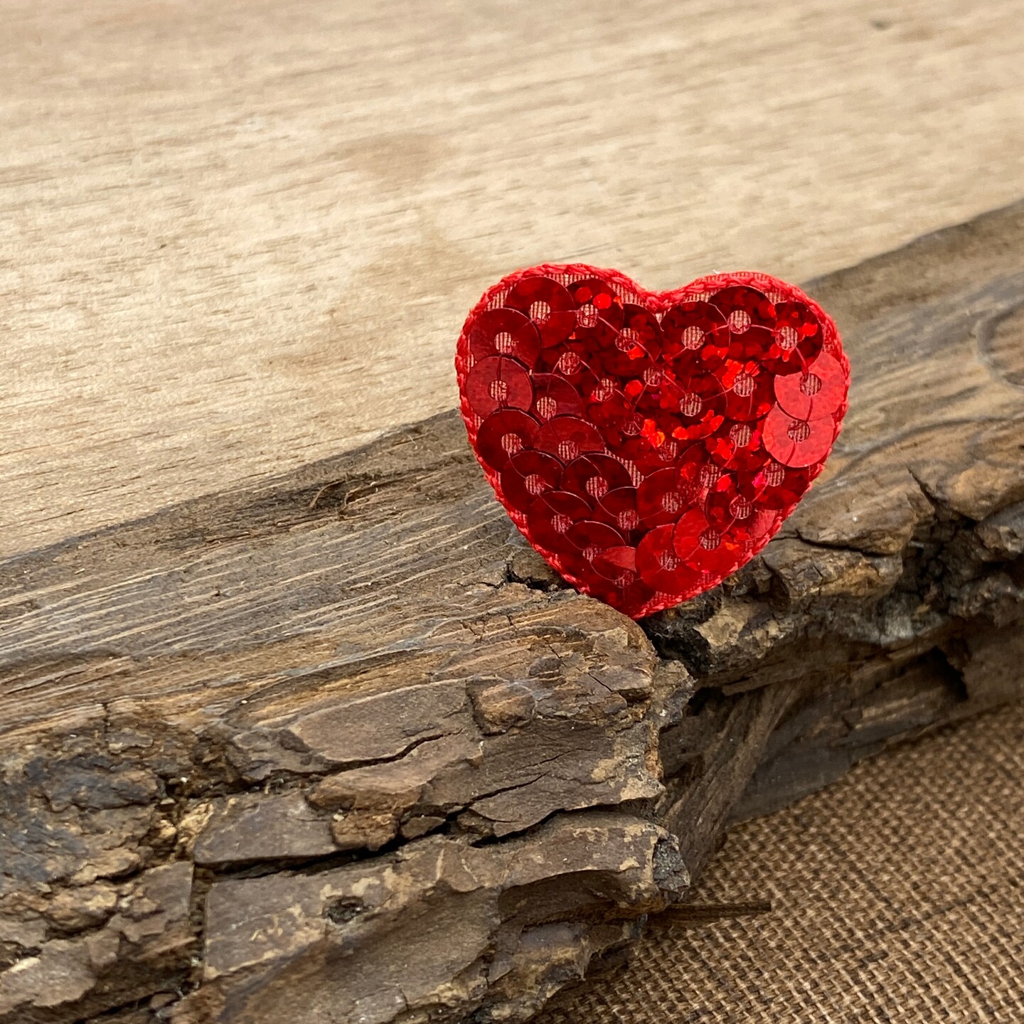 Set of 10, 1" Sequin Red Heart, Valentine, Embroidered, Iron on Patch